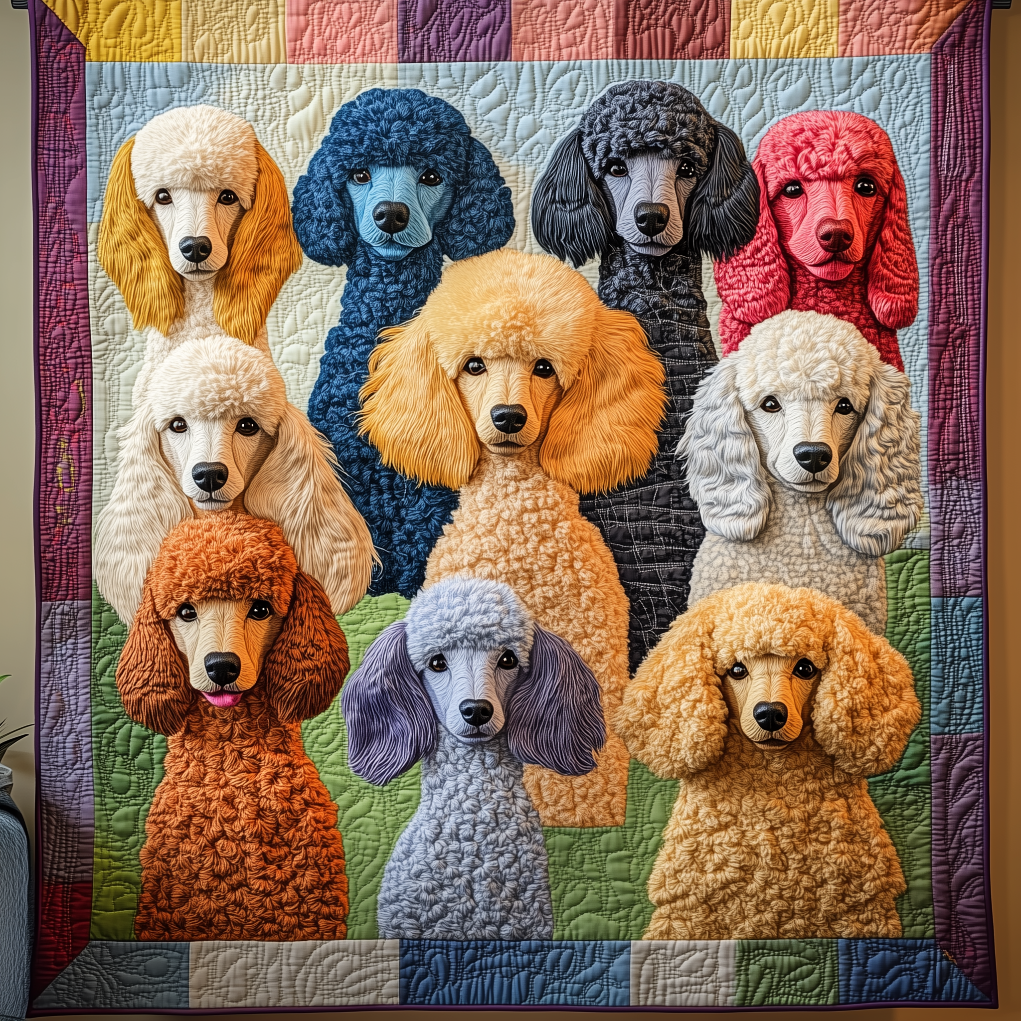 Colorful Poodle Quilted Blanket Best Throw Blanket Top Gifts For Dog Lovers Colorful Poodle Quilted Blanket Best Throw Blanket Top Gifts For Dog Lovers
