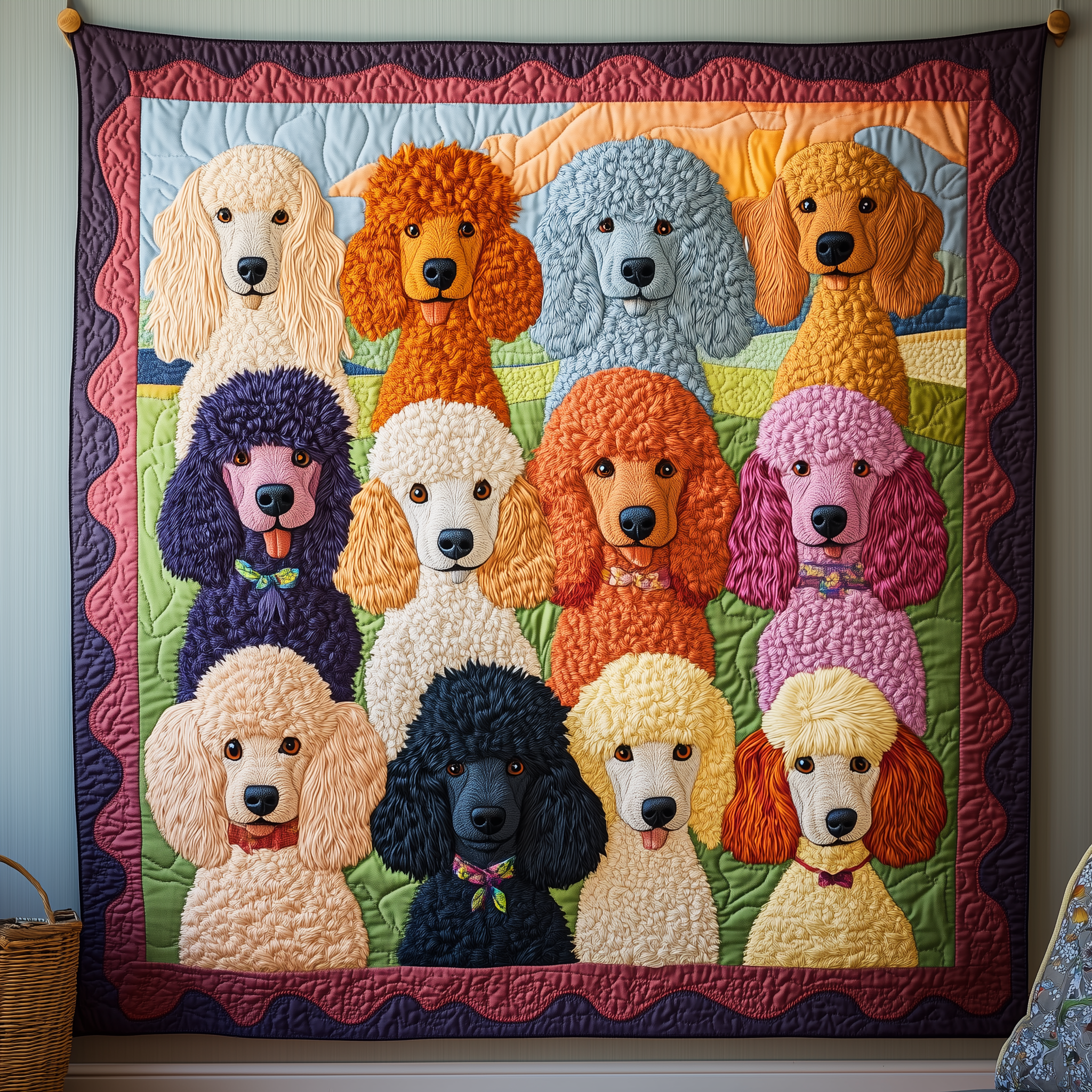 Colorful Poodle Quilted Blanket Best Throw Blanket Top Gifts For Dog Owners Colorful Poodle Quilted Blanket Best Throw Blanket Top Gifts For Dog Owners