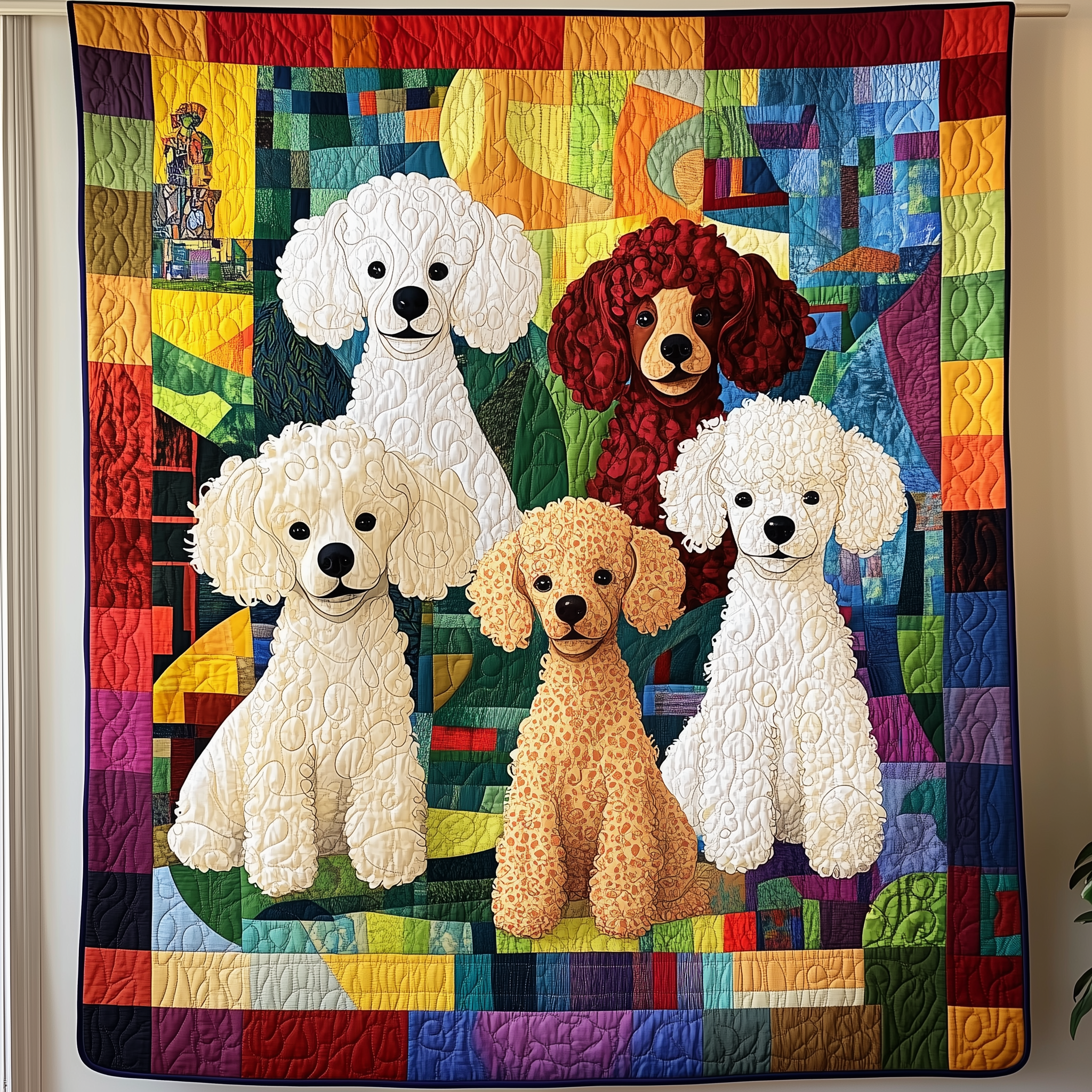 Colorful Poodle Quilted Blanket Feel At Ease with a Blanket That's Perfectly Practical Colorful Poodle Quilted Blanket Feel At Ease with a Blanket That's Perfectly Practical