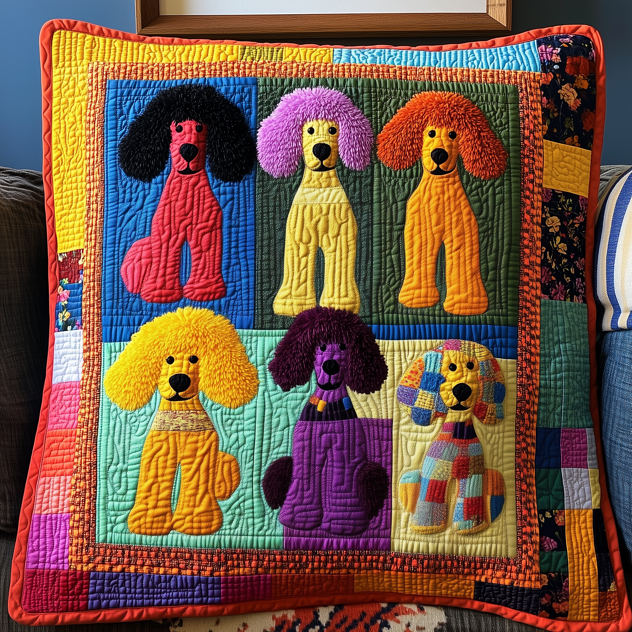 Colorful Poodle Quilted Pillow Case Feel Better Sleep Today with a Pillow Case Upgrade Colorful Poodle Quilted Pillow Case Feel Better Sleep Today with a Pillow Case Upgrade