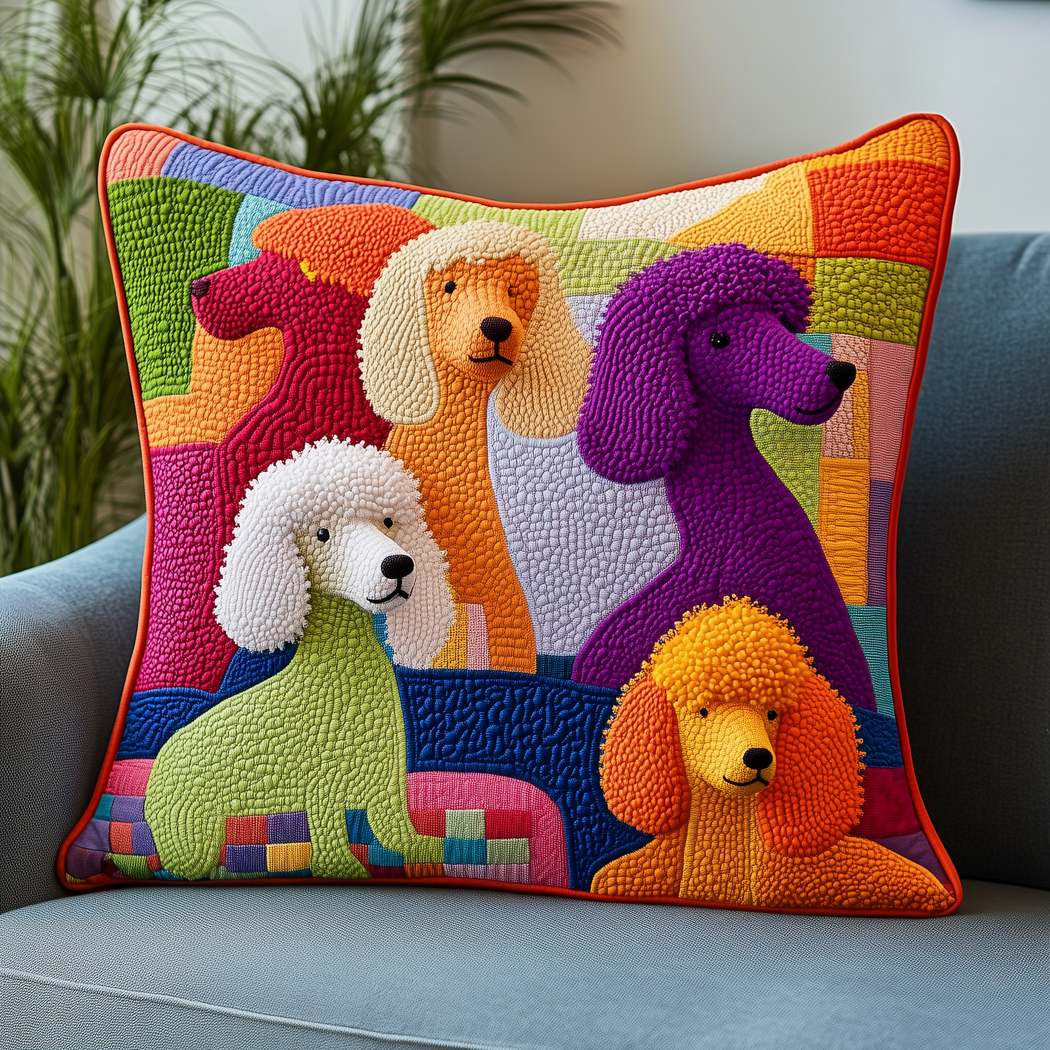 Colorful Poodle Quilted Pillow Case Feel Closer to Home with Pillow Cases Designed for Families Colorful Poodle Quilted Pillow Case Feel Closer to Home with Pillow Cases Designed for Families