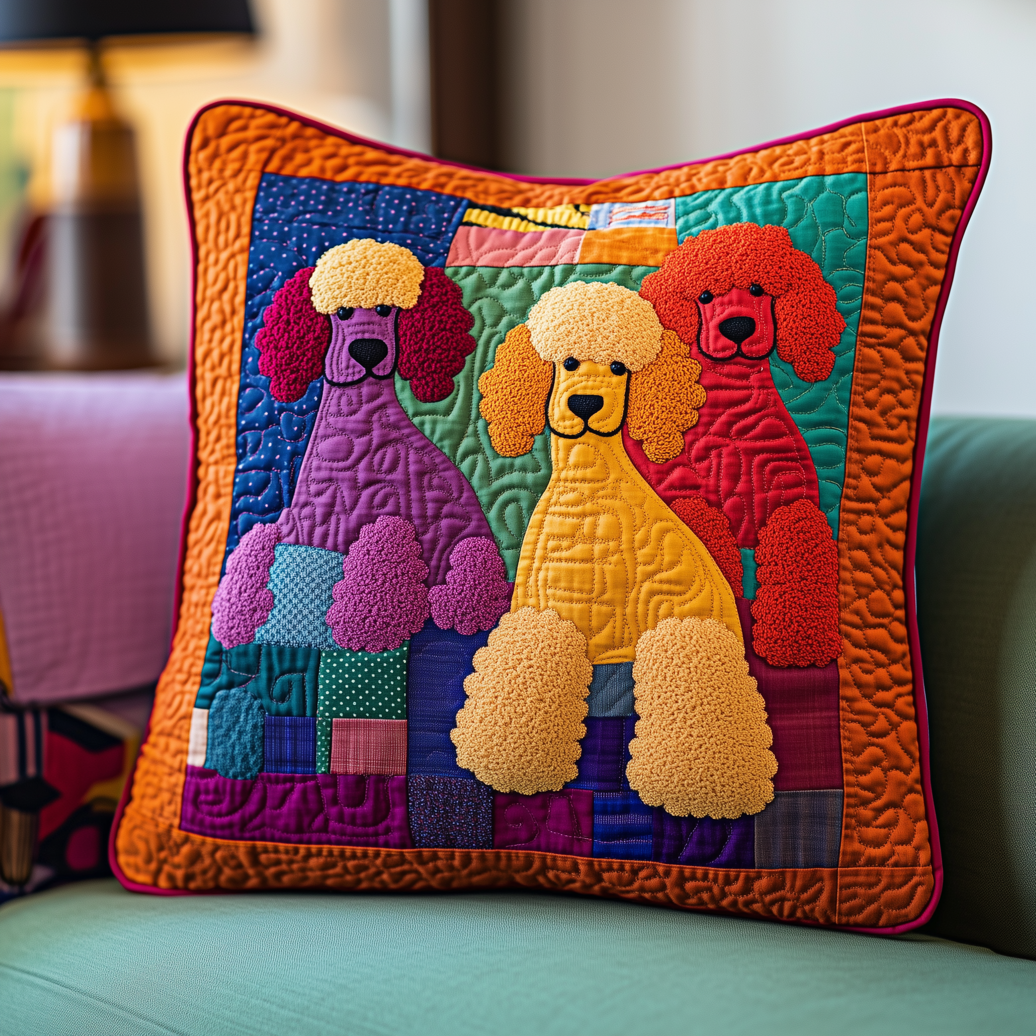 Colorful Poodle Quilted Pillow Case Protect Your Pillow Enhance Your Sleep Colorful Poodle Quilted Pillow Case Protect Your Pillow Enhance Your Sleep