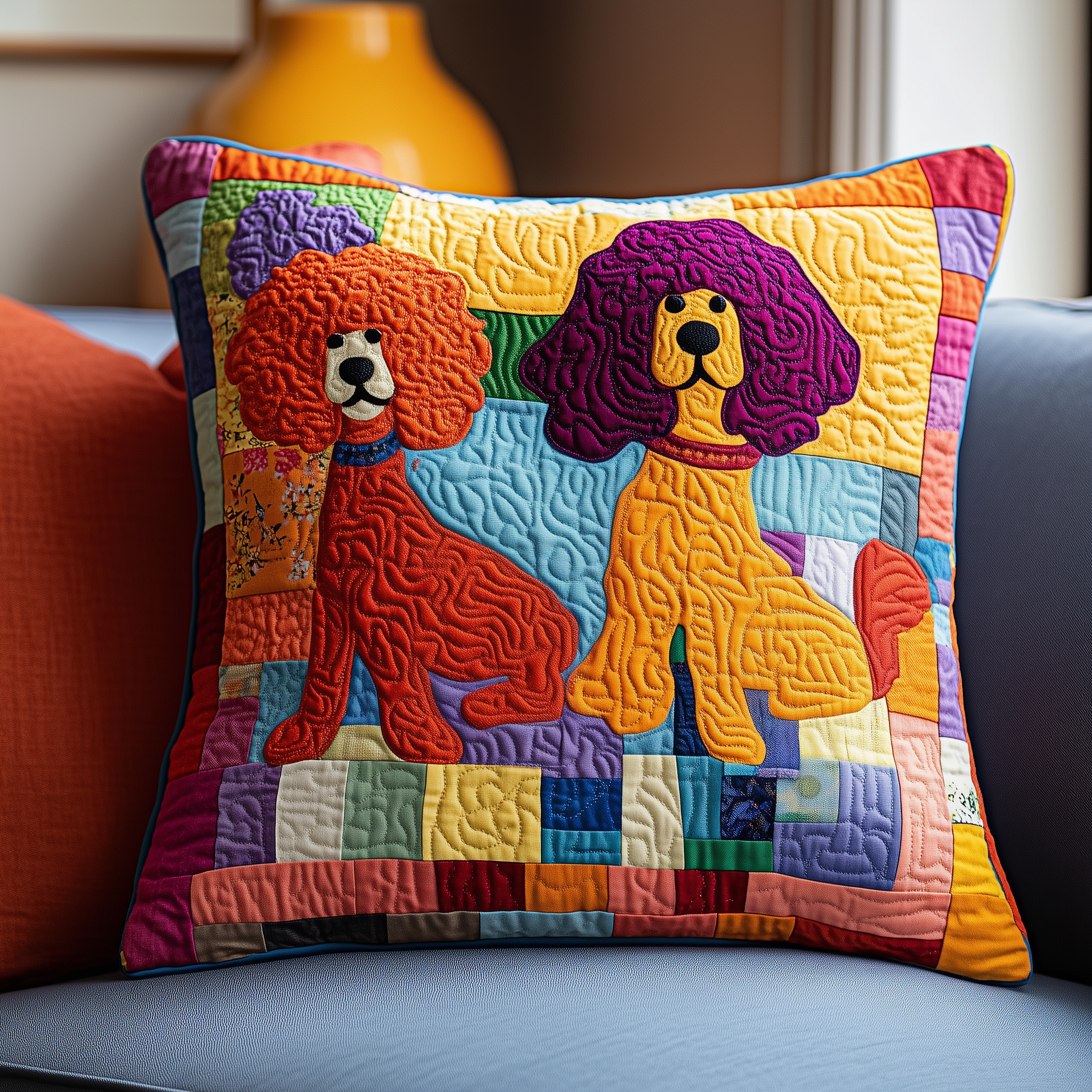 Colorful Poodle Quilted Pillow Case Protect Your Pillows with a Stylish and Durable Case Colorful Poodle Quilted Pillow Case Protect Your Pillows with a Stylish and Durable Case