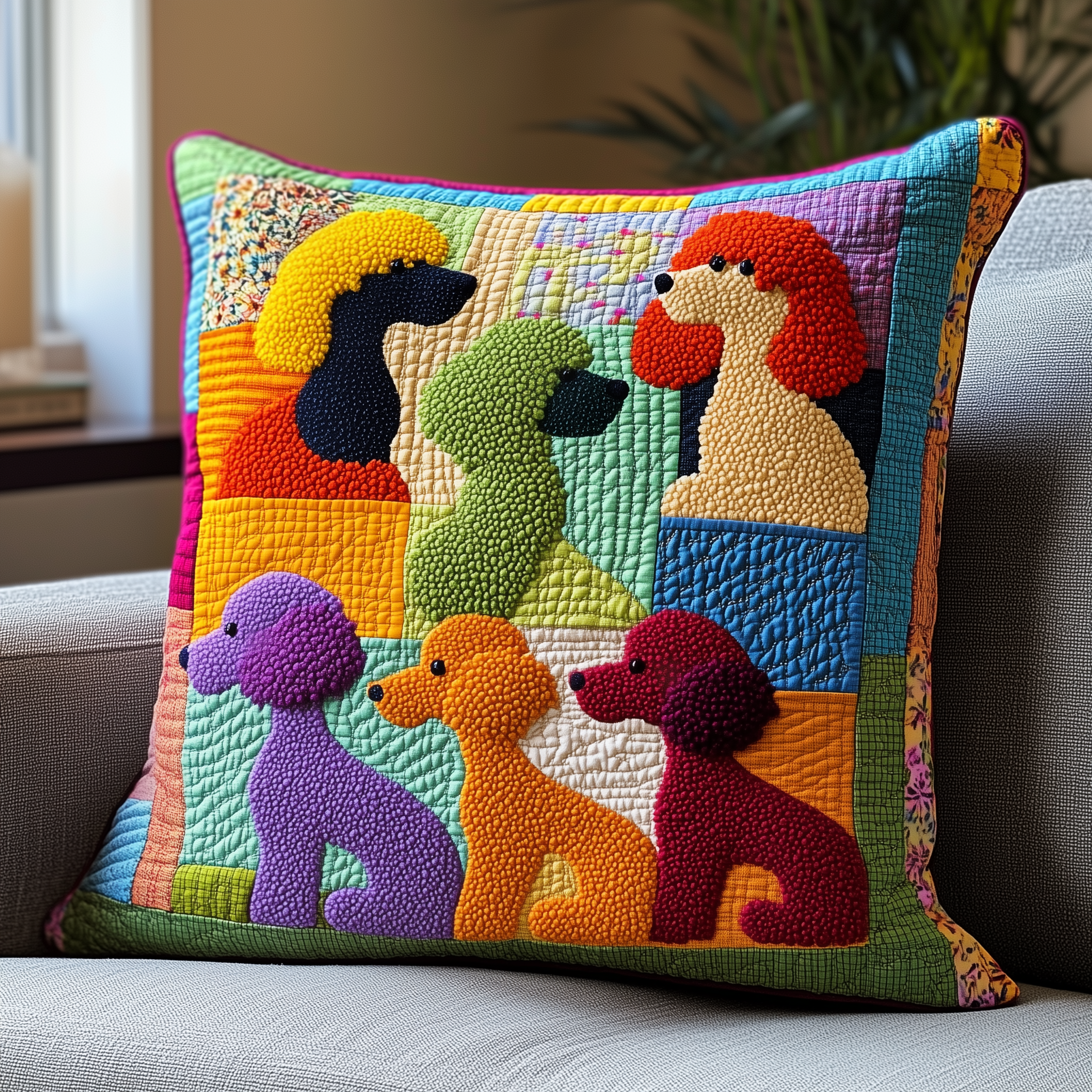 Colorful Poodle Quilted Pillow Case Upgrade Your Bedroom Decor with Trendy Pillow Cases Colorful Poodle Quilted Pillow Case Upgrade Your Bedroom Decor with Trendy Pillow Cases