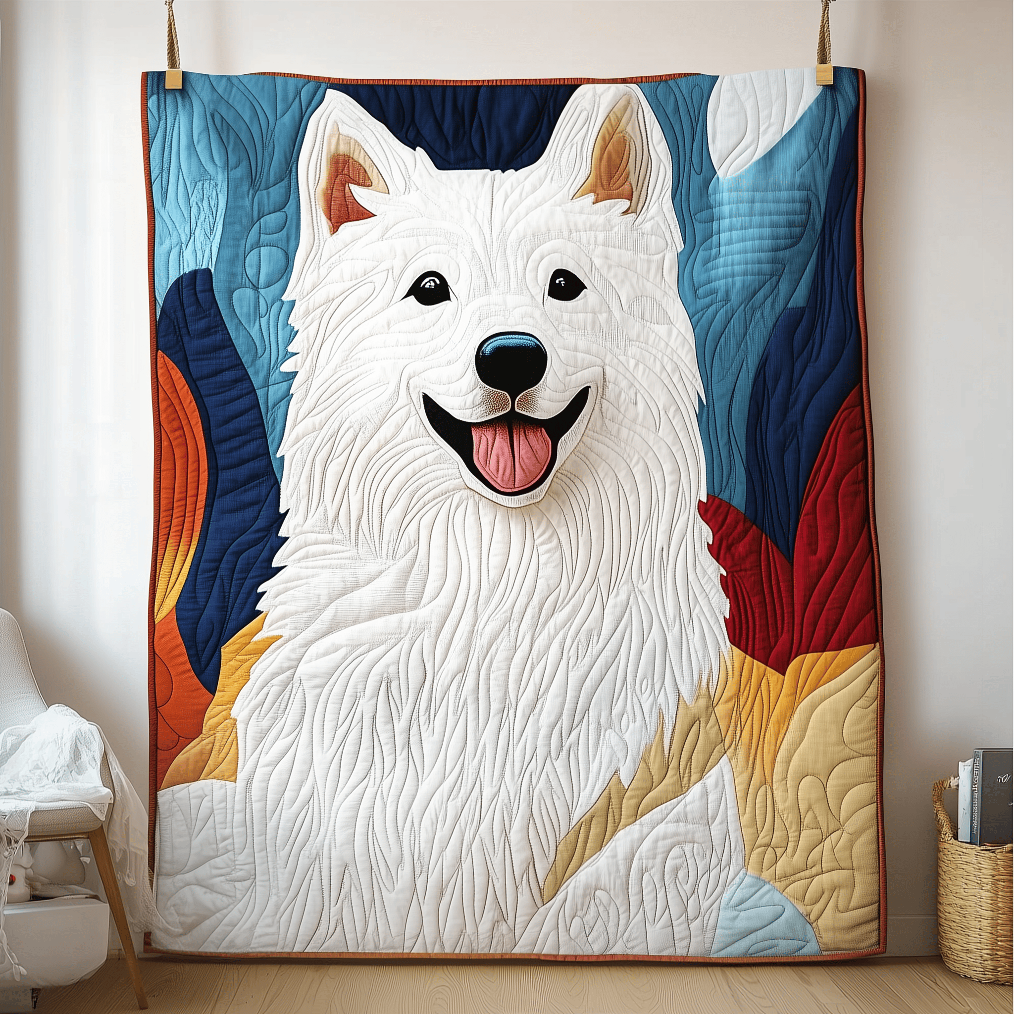 Colorful Samoyed Quilted Blanket Feel the Magic of Family Time with a Blanket That Fits All Colorful Samoyed Quilted Blanket Feel the Magic of Family Time with a Blanket That Fits All