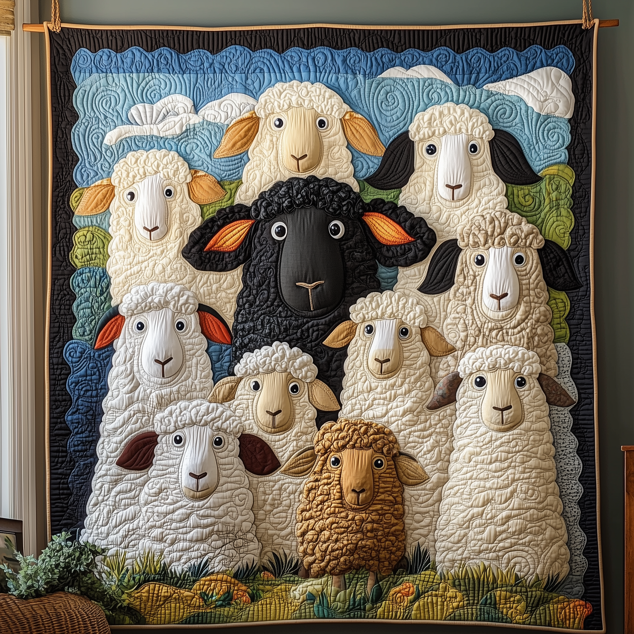 Colorful Sheep Parade Quilted Blanket Best Throw Blanket Mothers Birthday Gifts Colorful Sheep Parade Quilted Blanket Best Throw Blanket Mothers Birthday Gifts