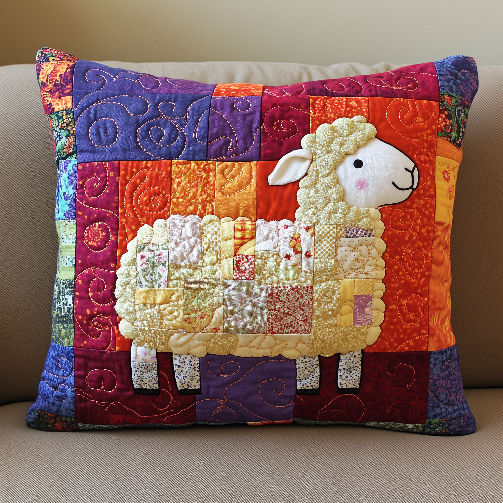 Colorful Sheep Quilted Pillow Case A Pillow Case That Loves You Back Colorful Sheep Quilted Pillow Case A Pillow Case That Loves You Back