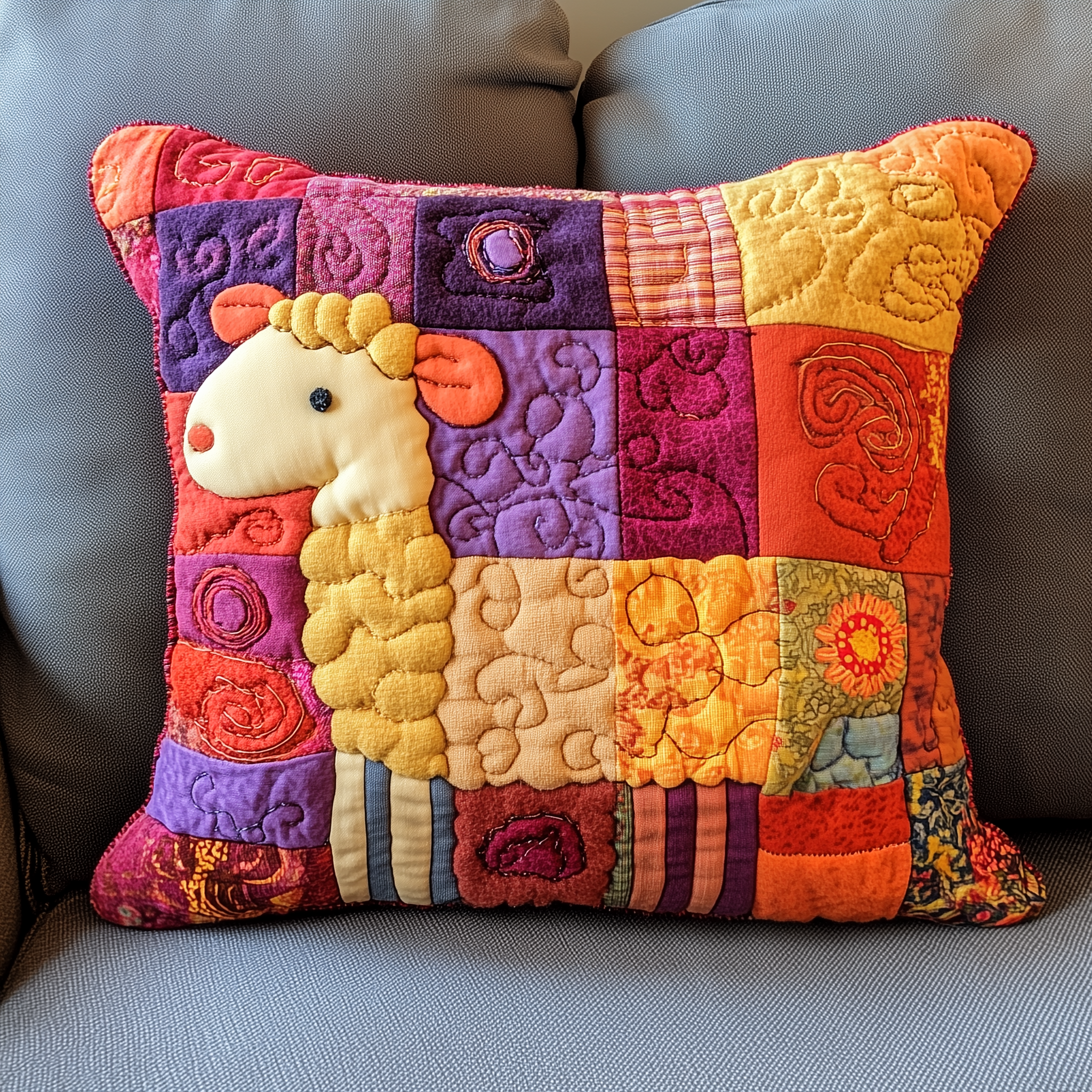 Colorful Sheep Quilted Pillow Case Feel Inspired to Sleep in Style Colorful Sheep Quilted Pillow Case Feel Inspired to Sleep in Style