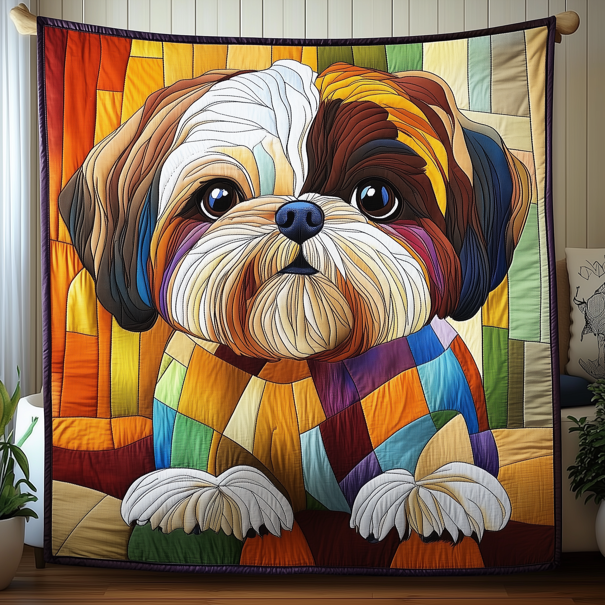 Colorful Shih Tzu Quilted Blanket Feel Comfortable Indoors and Out with Our Multi-Use Blanket Colorful Shih Tzu Quilted Blanket Feel Comfortable Indoors and Out with Our Multi-Use Blanket