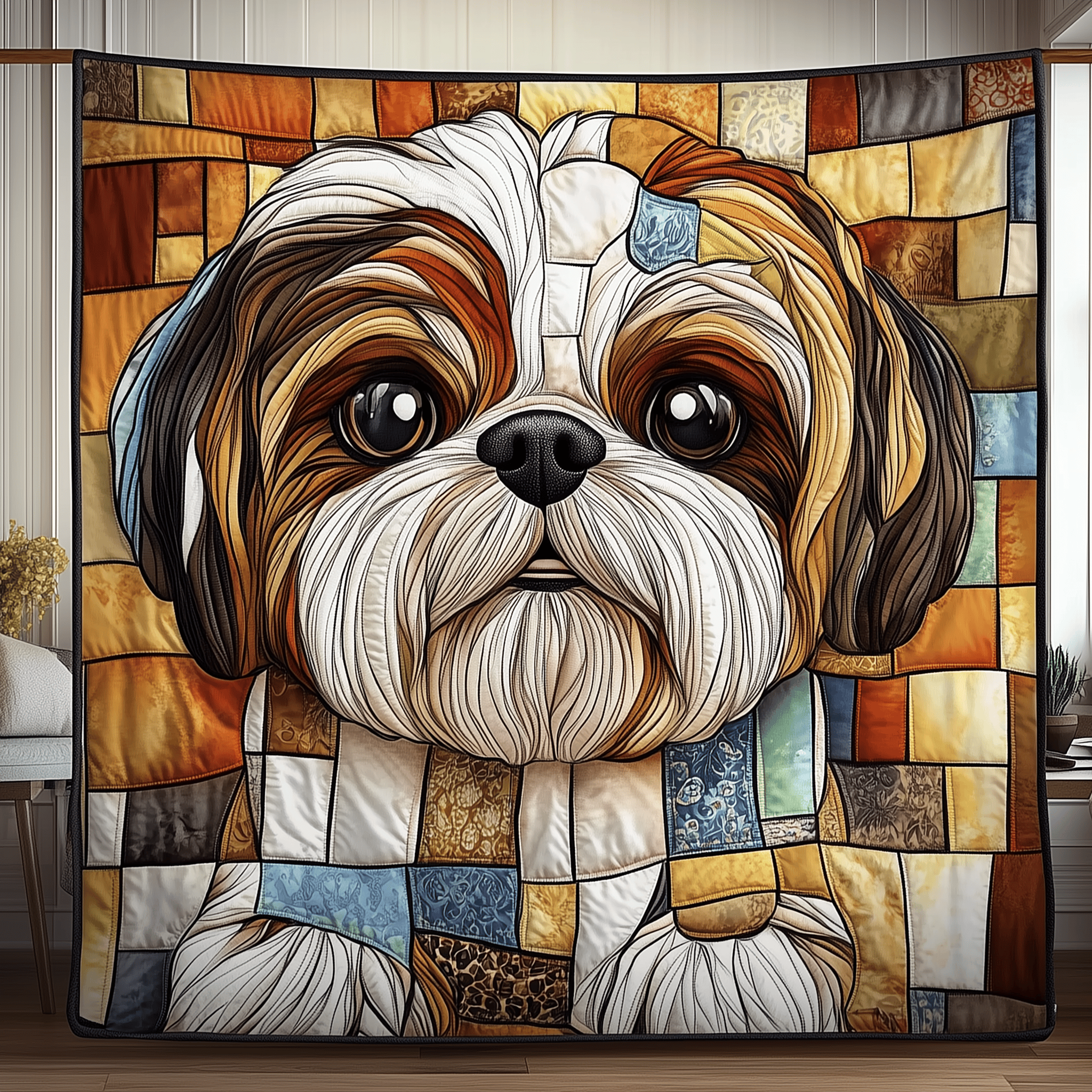 Colorful Shih Tzu Quilted Blanket Feel Ready for Adventure with a Blanket That Travels Well Colorful Shih Tzu Quilted Blanket Feel Ready for Adventure with a Blanket That Travels Well