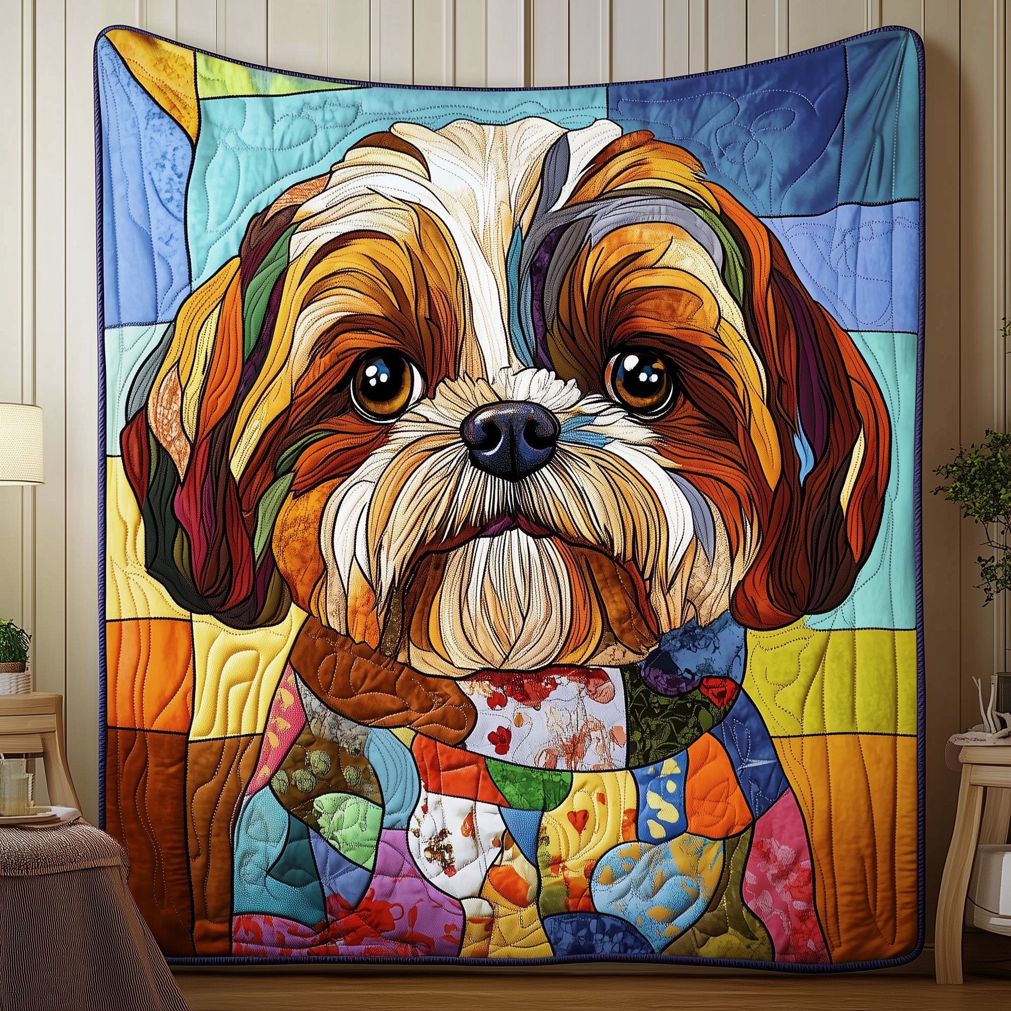 Colorful Shih Tzu Quilted Blanket From Sofa to Bed, a Blanket That Does It All Colorful Shih Tzu Quilted Blanket From Sofa to Bed, a Blanket That Does It All