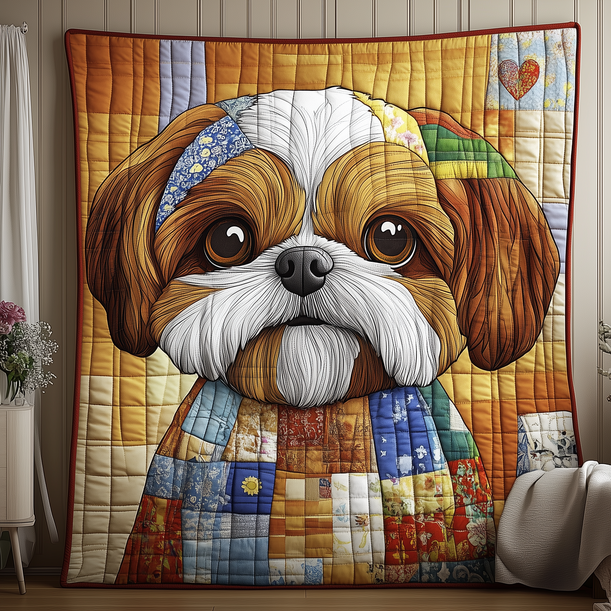 Colorful Shih Tzu Quilted Blanket Perfect for All Seasons: A Blanket You'll Always Need Colorful Shih Tzu Quilted Blanket Perfect for All Seasons: A Blanket You'll Always Need