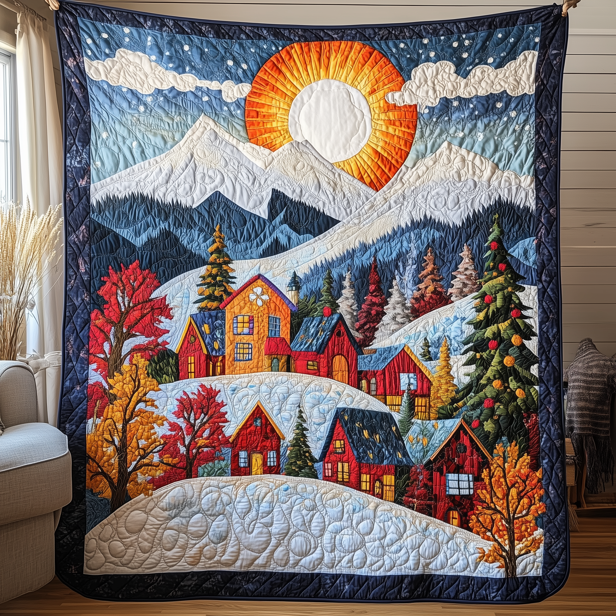Colorful Snow-covered Village Quilted Blanket Snuggle Up with a Blanket That Brings Everyone Closer Colorful Snow-covered Village Quilted Blanket Snuggle Up with a Blanket That Brings Everyone Closer