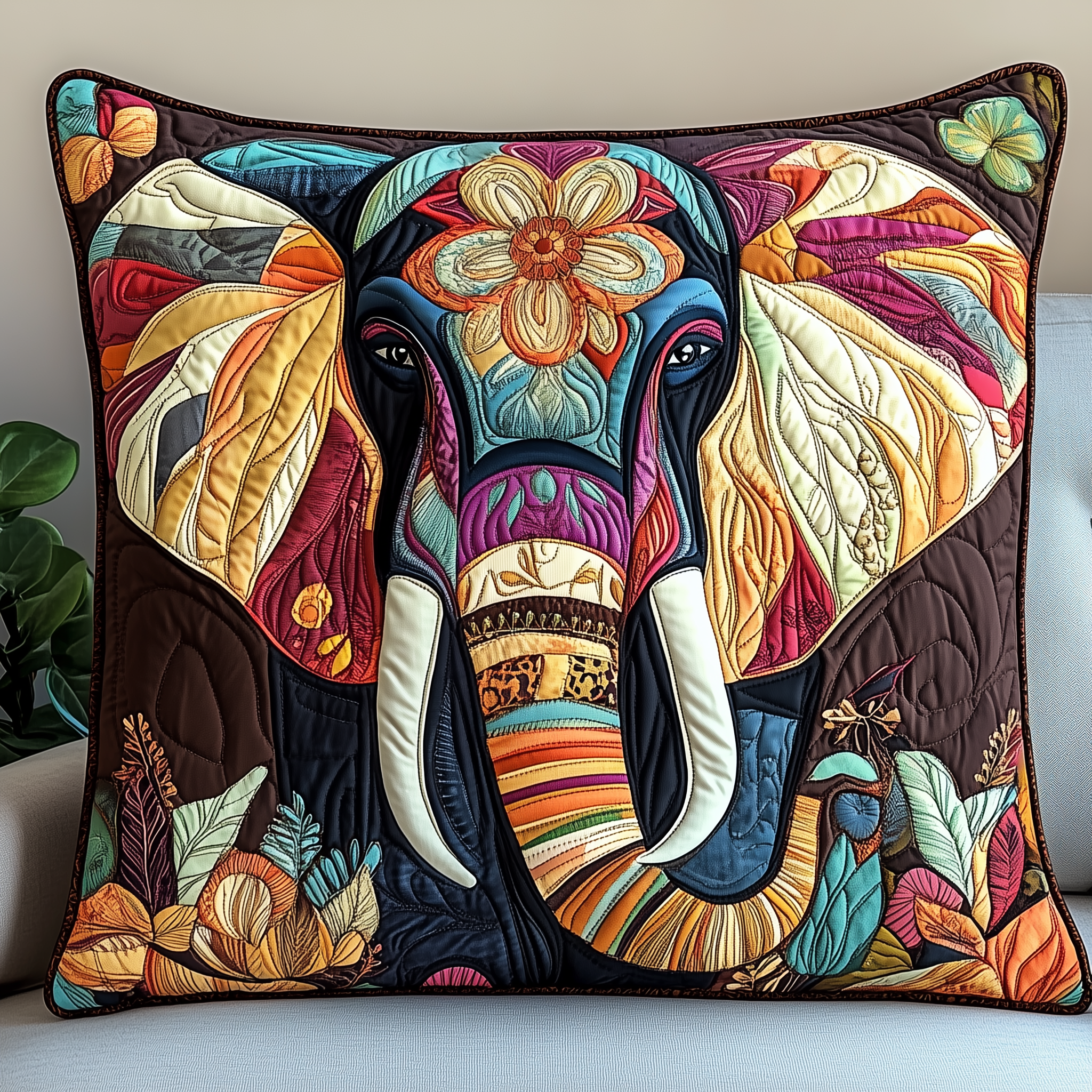 Colorful Spirit Elephant Quilted Pillow Case FamilyFriendly Pillow Cases for Every Bedroom Colorful Spirit Elephant Quilted Pillow Case FamilyFriendly Pillow Cases for Every Bedroom