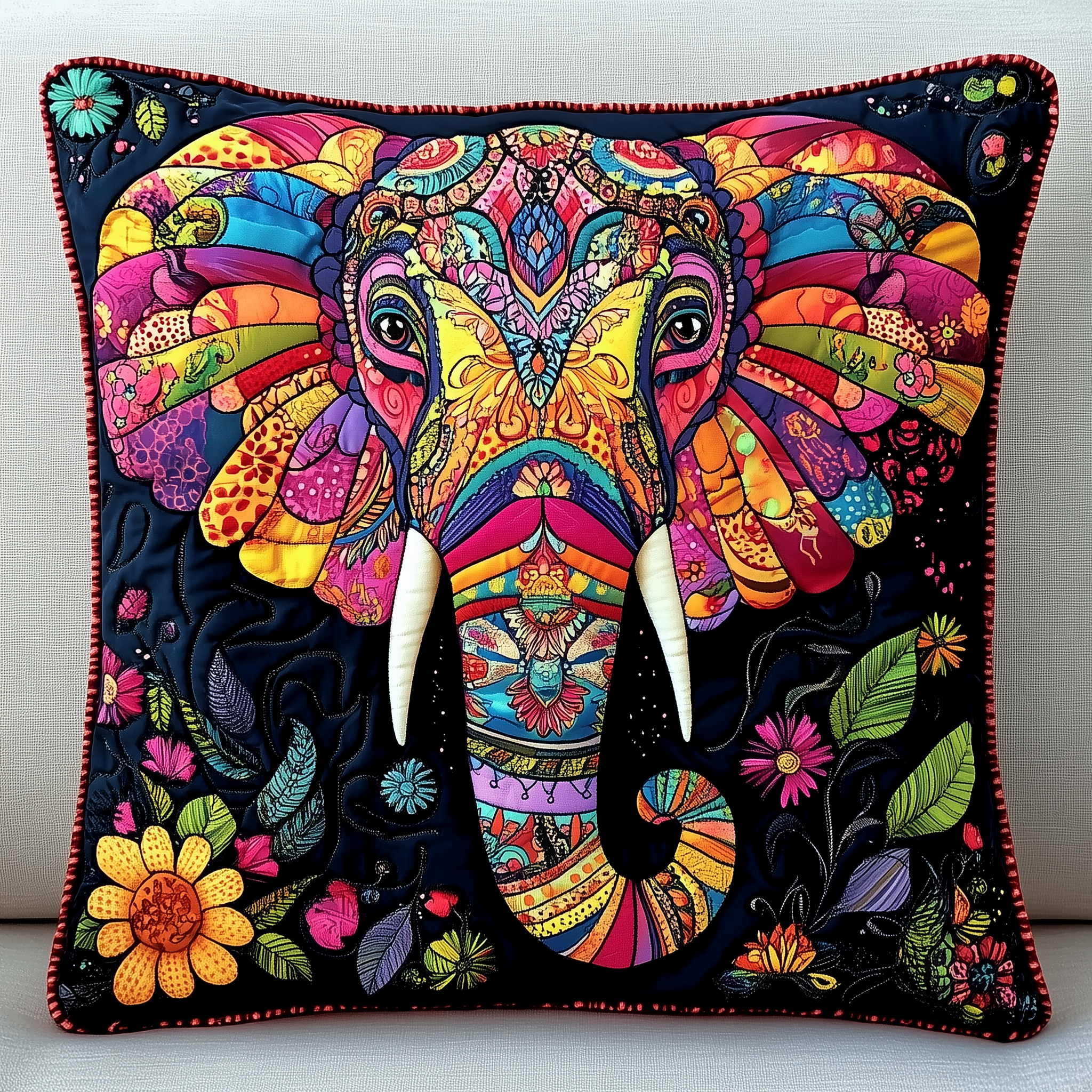 Colorful Spirit Elephant Quilted Pillow Case Feel the Love of Home with Pillow Cases for the Whole Family Colorful Spirit Elephant Quilted Pillow Case Feel the Love of Home with Pillow Cases for the Whole Family