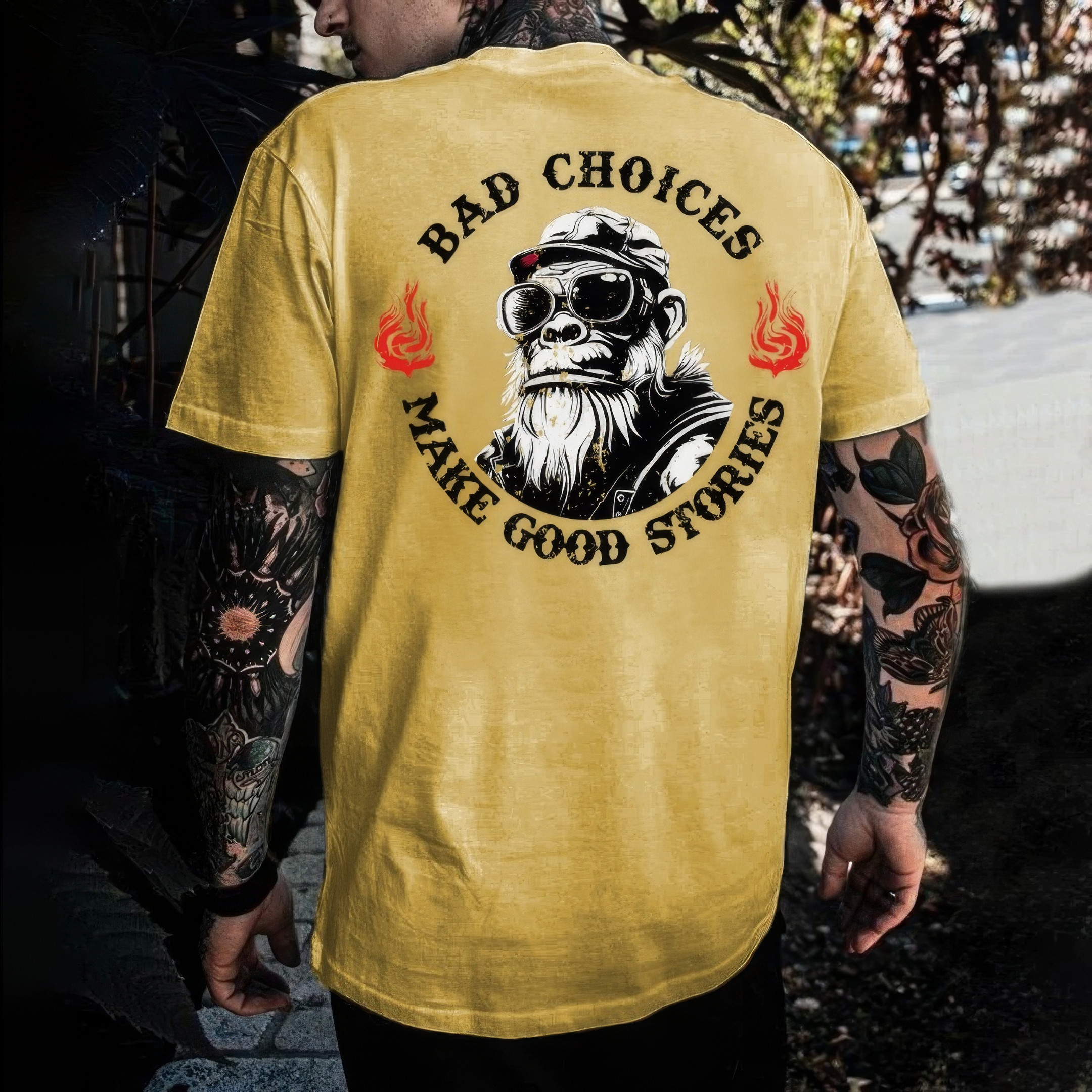 Cool Monkey Bad Choices Make Good Stories T-Shirt Gifts For Grandpa Fathers Day Cool Monkey Bad Choices Make Good Stories T-Shirt Gifts For Grandpa Fathers Day