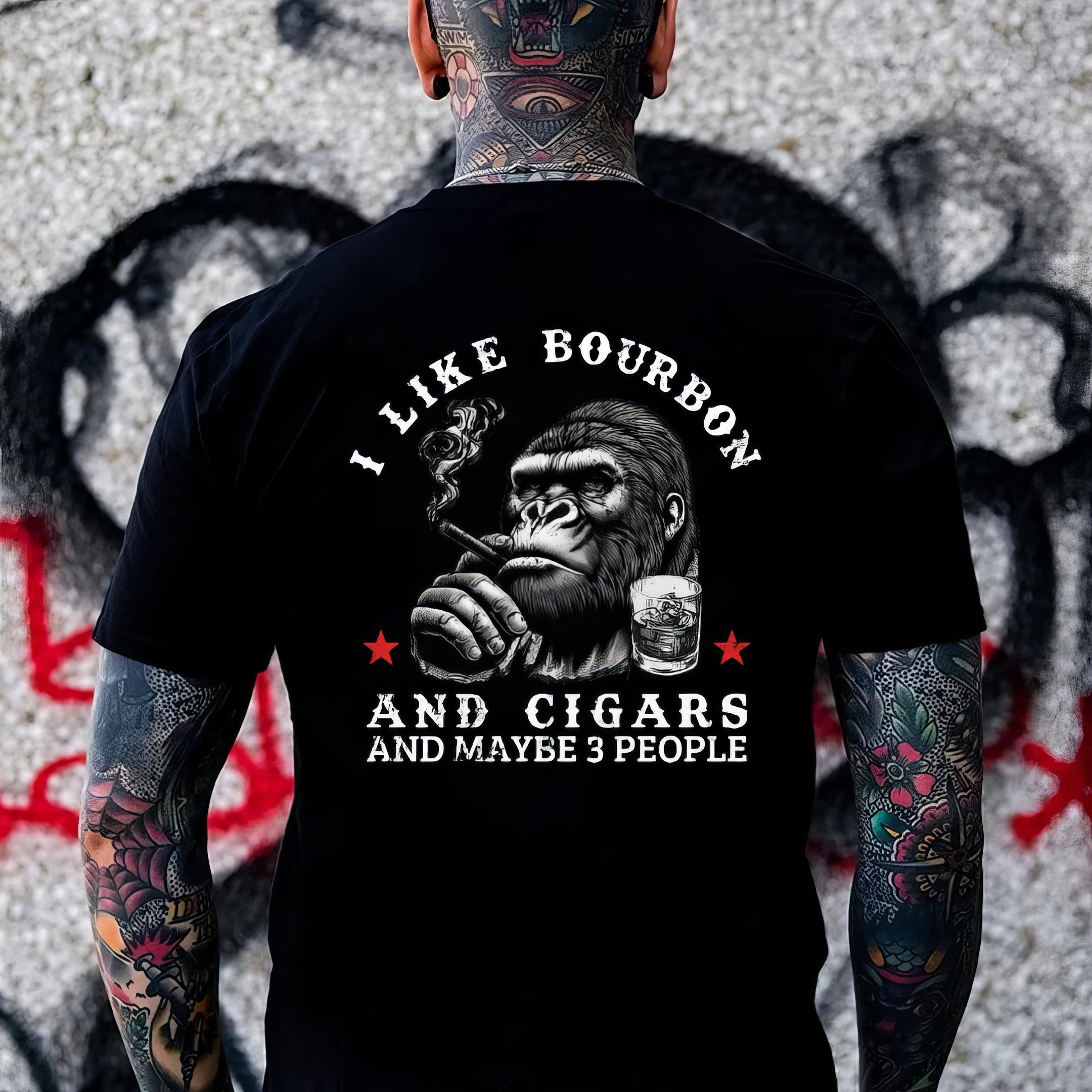 Cool Monkey I Like Bourbon And Cigars And Maybe 3 People T-Shirt Cool Gifts For Dad Cool Monkey I Like Bourbon And Cigars And Maybe 3 People T-Shirt Cool Gifts For Dad