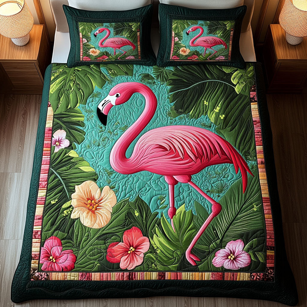 Coral Grace Quilted Bedding Set Flamingo Christmas Presents Coral Grace Quilted Bedding Set Flamingo Christmas Presents