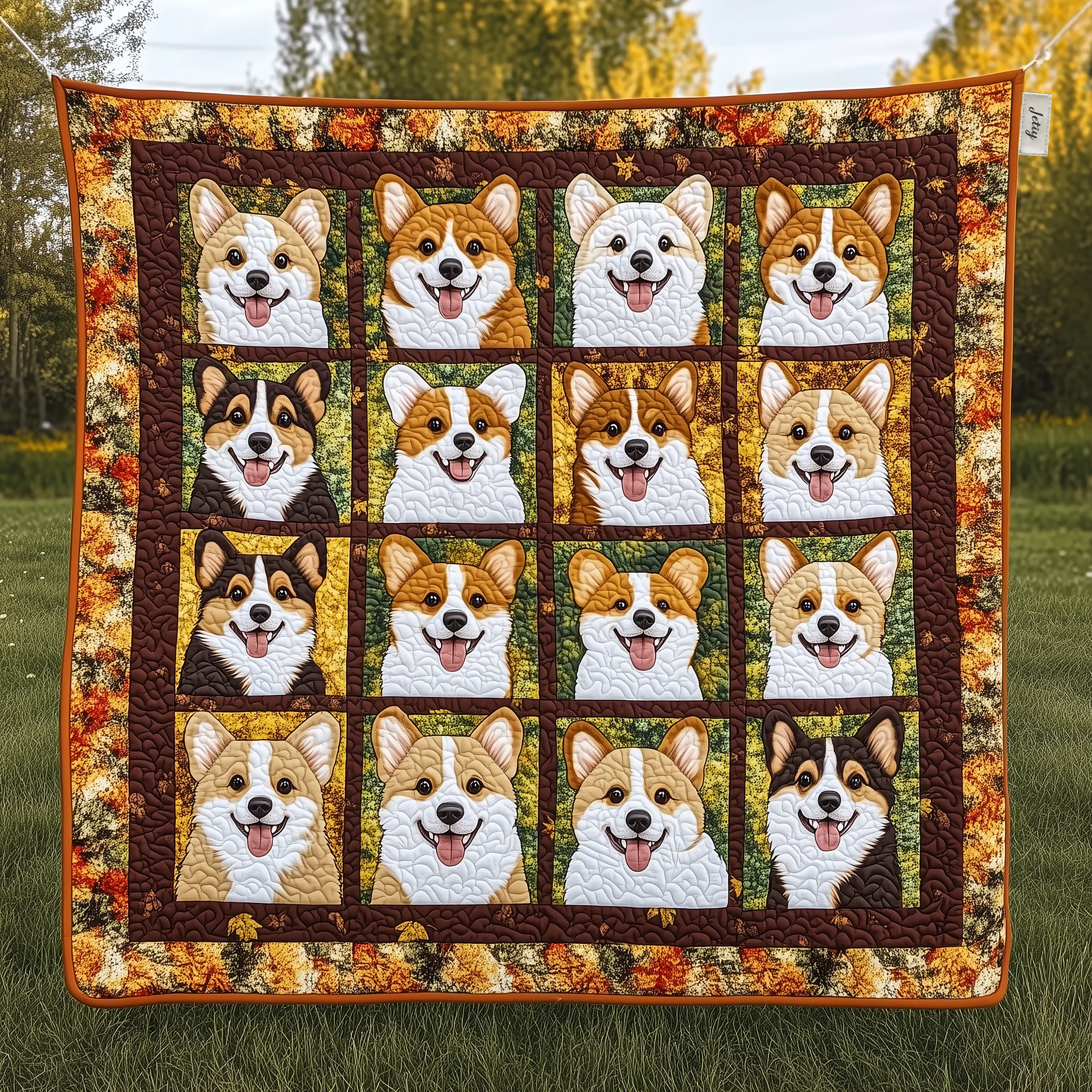 Corgi Autumn Quilted Blanket Feel the Elegance of a Blanket That's Truly Yours Corgi Autumn Quilted Blanket Feel the Elegance of a Blanket That's Truly Yours