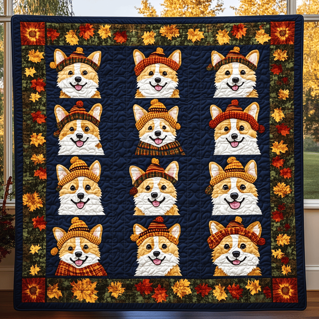 Corgis Autumn Vibe Quilted Blanket From Sofa to Bed, a Blanket That Does It All Corgis Autumn Vibe Quilted Blanket From Sofa to Bed, a Blanket That Does It All
