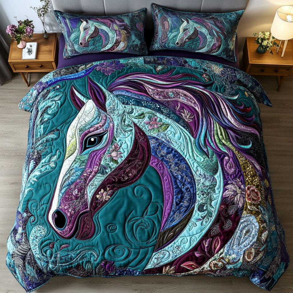 Country Gallop Quilted Bedding Set Gifts For Horse Lovers Country Gallop Quilted Bedding Set Gifts For Horse Lovers