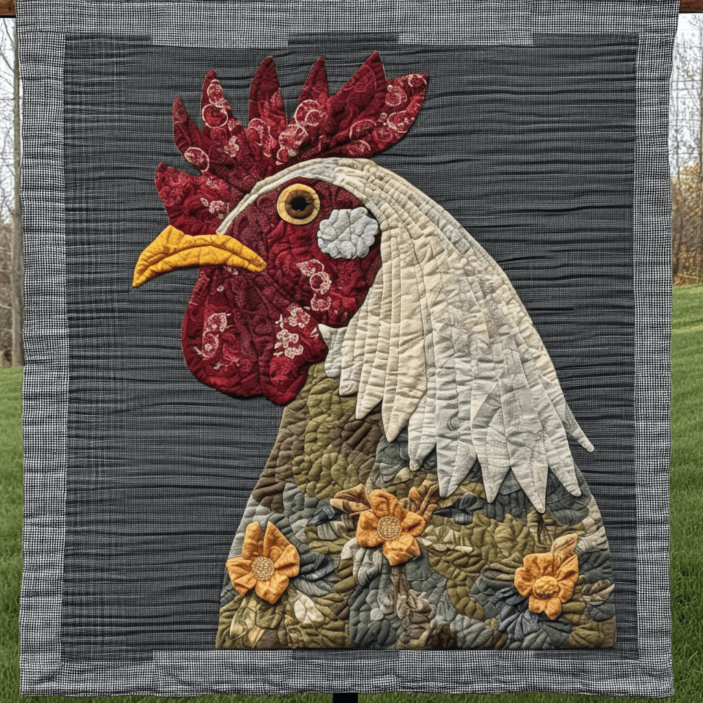 Country Rooster Quilted Blanket Gifts For Chicken Lovers Country Rooster Quilted Blanket Gifts For Chicken Lovers