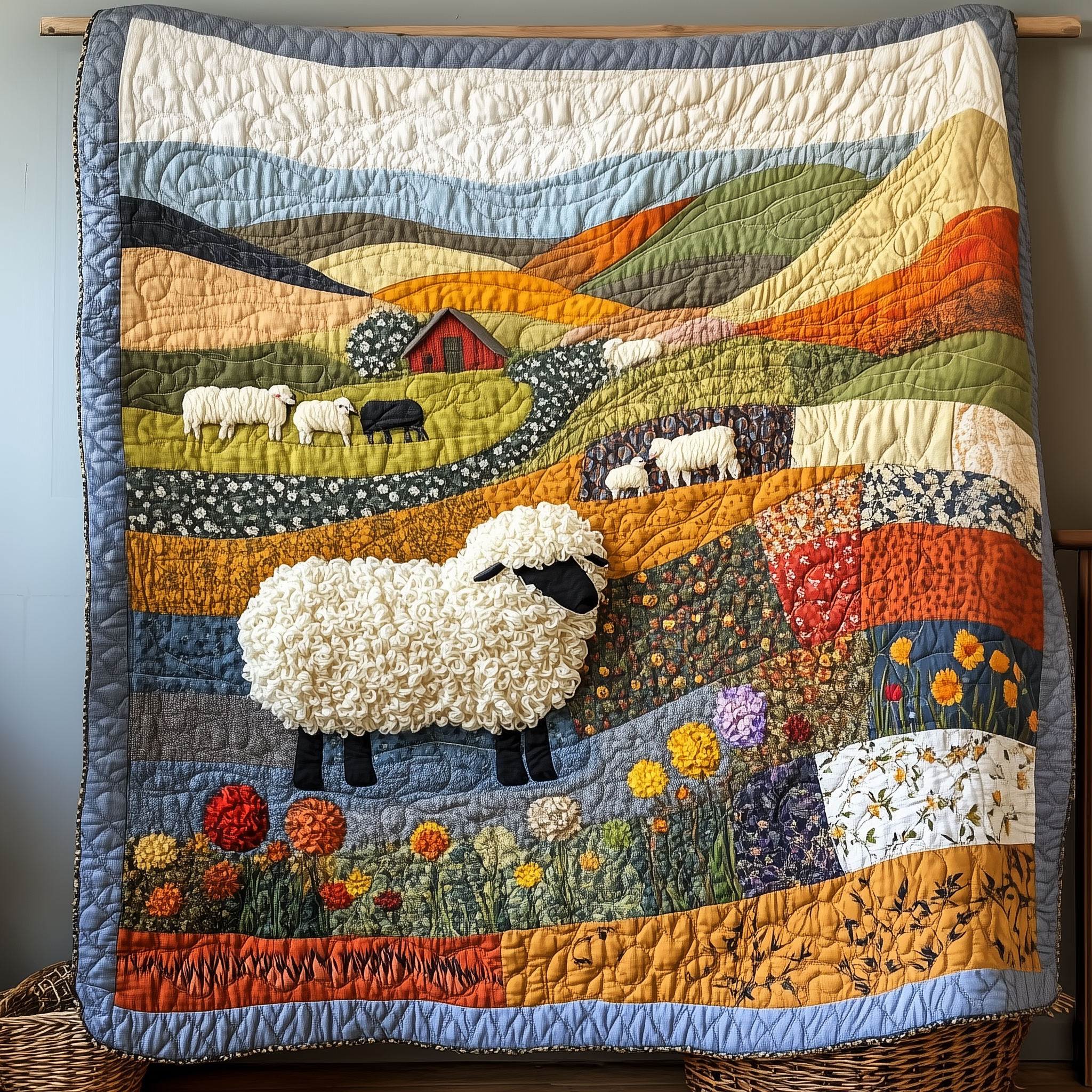 Countryside Sheep Quilted Blanket Throw Blankets For Couch Daughter Present Ideas Countryside Sheep Quilted Blanket Throw Blankets For Couch Daughter Present Ideas