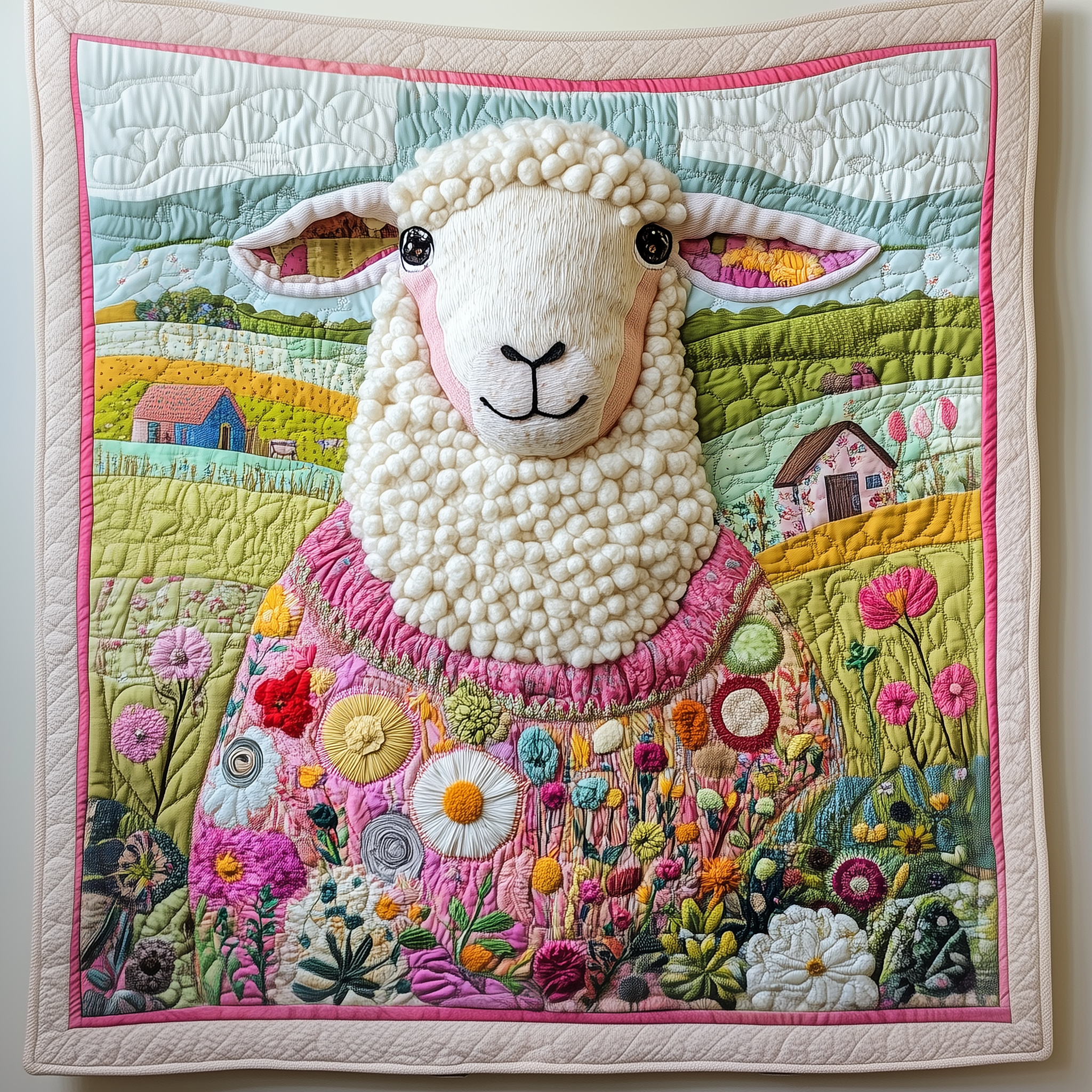 Countryside Sheep Quilted Blanket Throw Blankets For Couch Gift For Daughter Countryside Sheep Quilted Blanket Throw Blankets For Couch Gift For Daughter