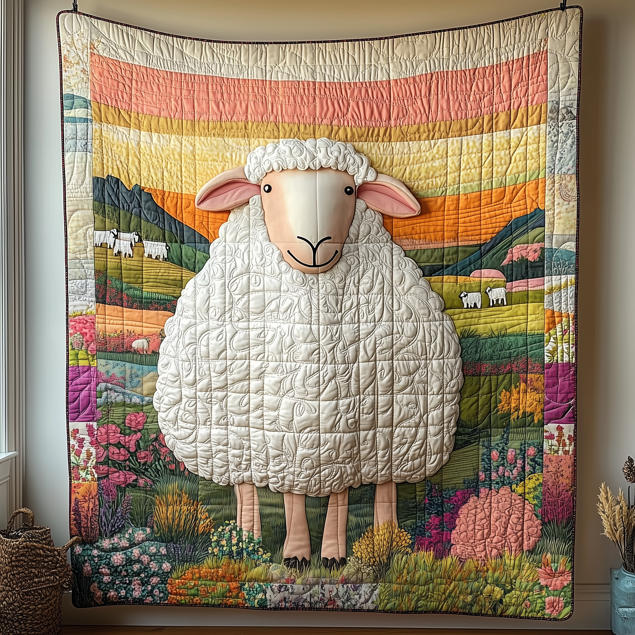 Countryside Sheep Quilted Blanket Throw Blankets For Couch Gifts For My Daughter Countryside Sheep Quilted Blanket Throw Blankets For Couch Gifts For My Daughter