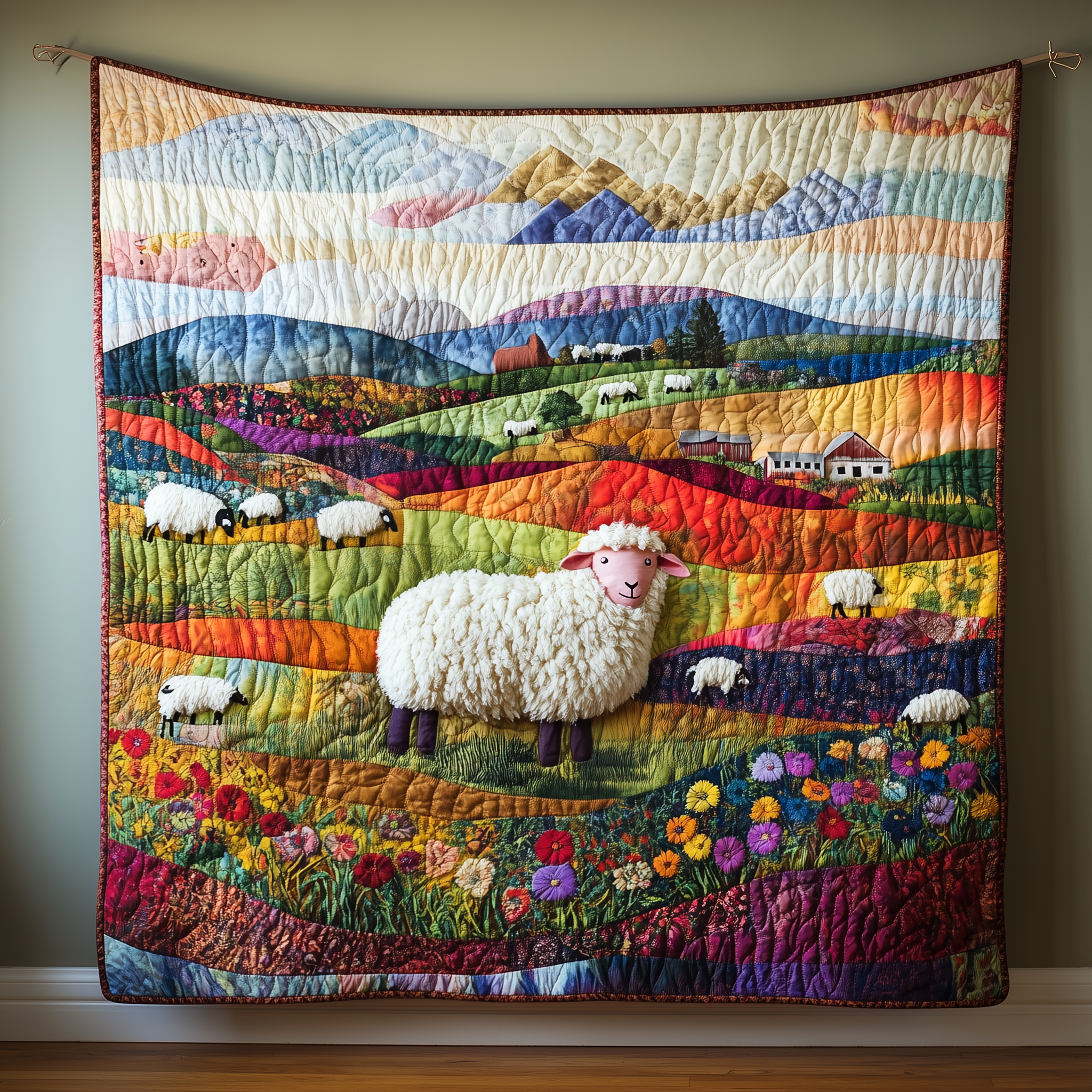 Countryside Sheep Quilted Blanket Throw Blankets For Couch Gifts For Your Daughter Countryside Sheep Quilted Blanket Throw Blankets For Couch Gifts For Your Daughter