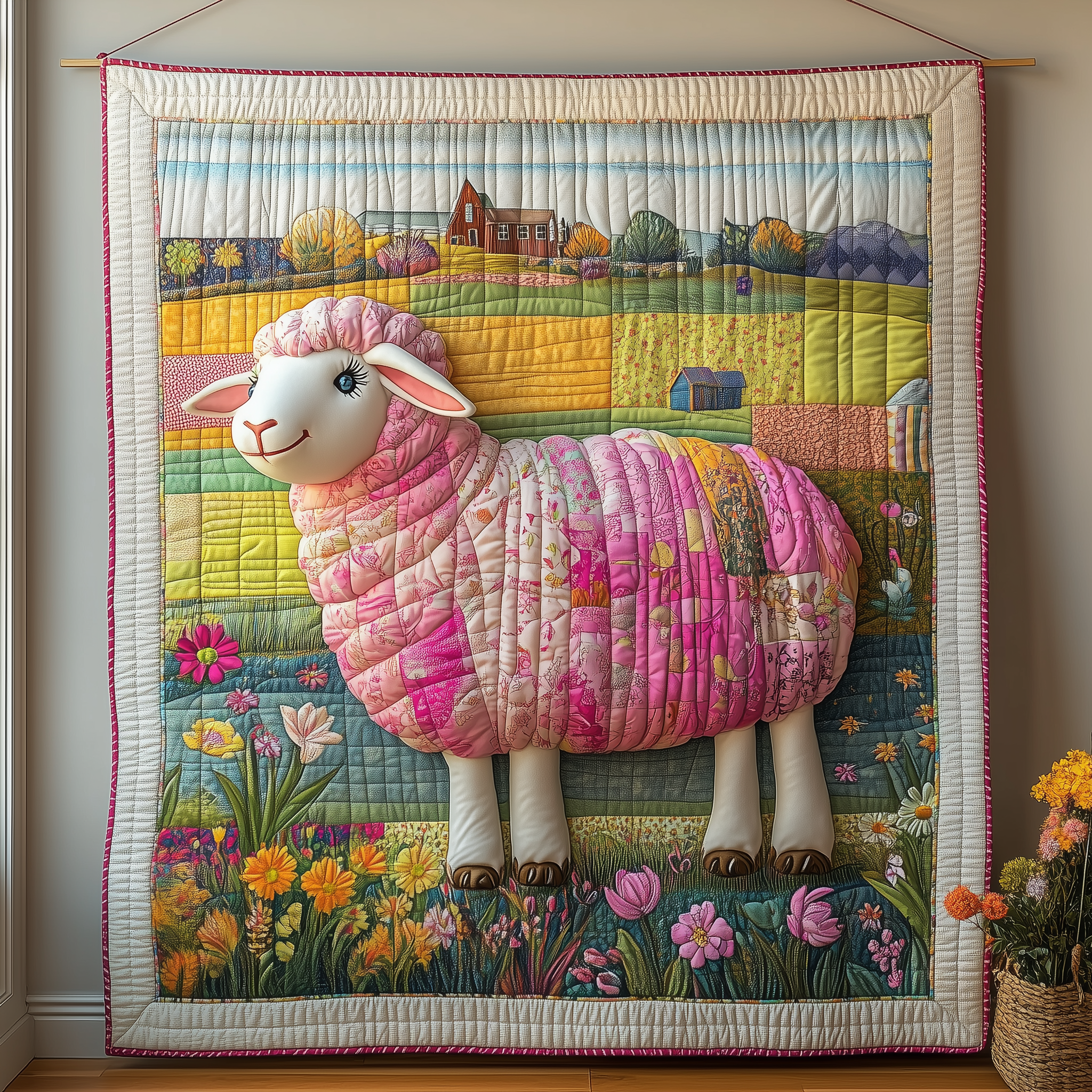Countryside Sheep Quilted Blanket Throw Blankets For Couch Presents For Daughter Countryside Sheep Quilted Blanket Throw Blankets For Couch Presents For Daughter