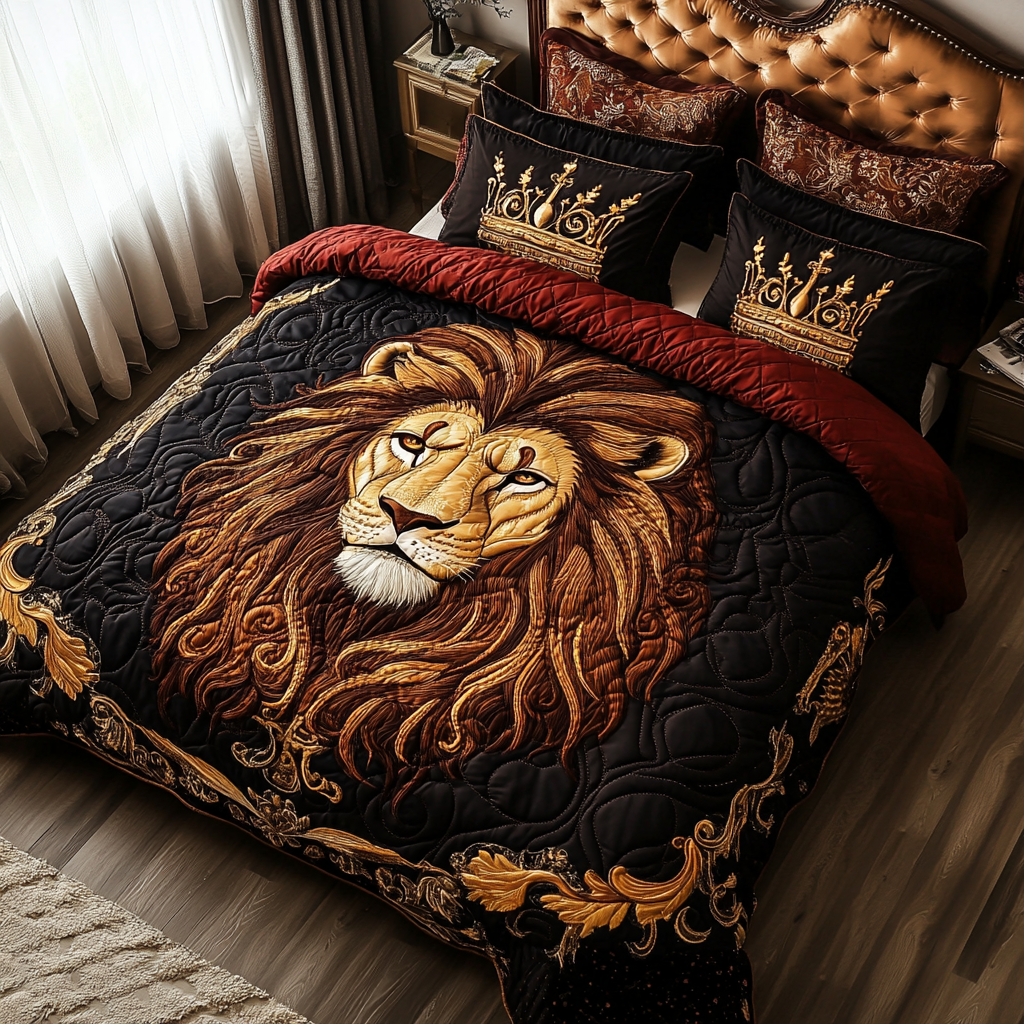 Courageous Majesty Quilted Bedding Set Lion Gifts For Him Her Courageous Majesty Quilted Bedding Set Lion Gifts For Him Her