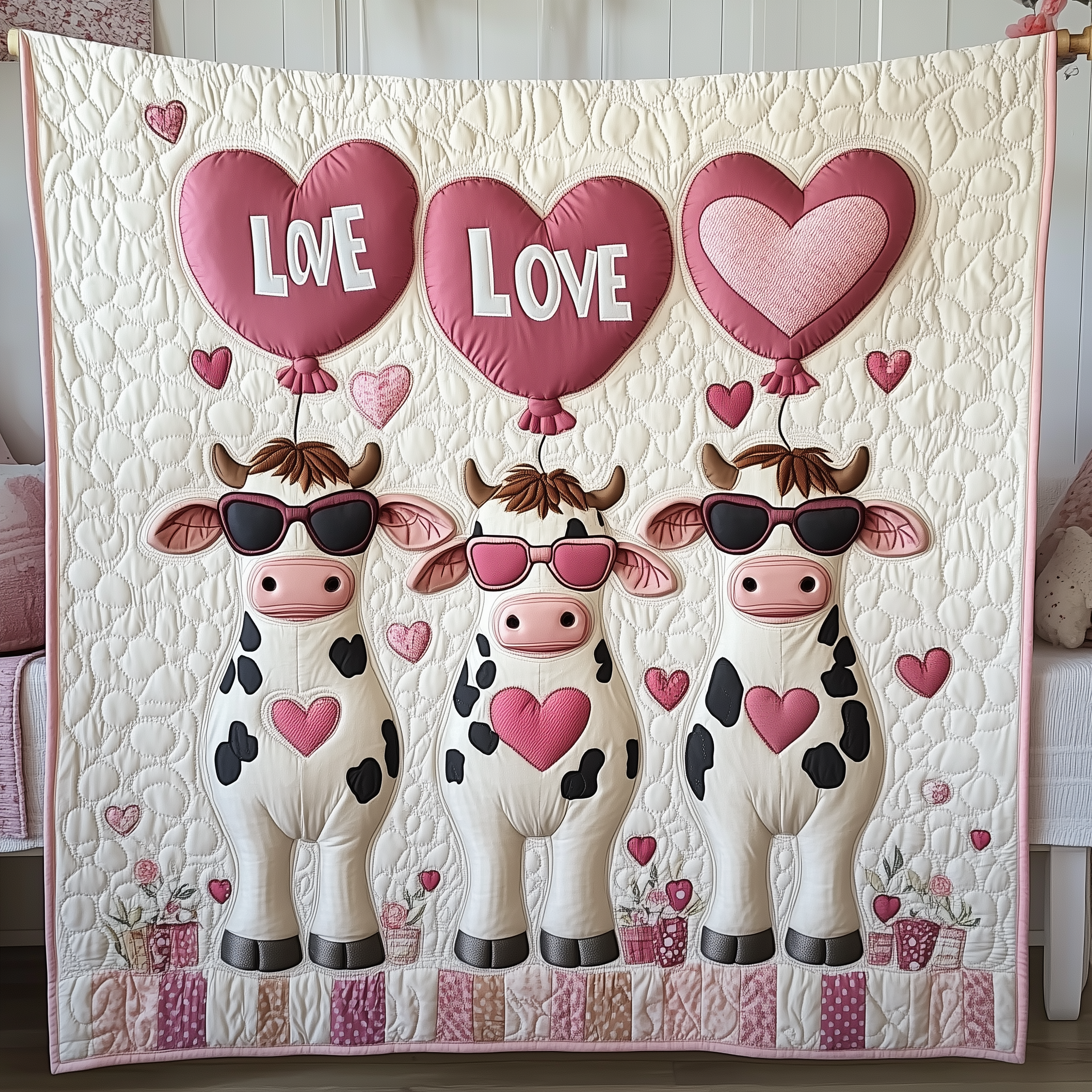 Cow Valentine Quilted Blanket Cute Unique Blanket Item Merch Best Valentines Gifts Cow Valentine Quilted Blanket Cute Unique Blanket Item Merch Best Valentines Gifts