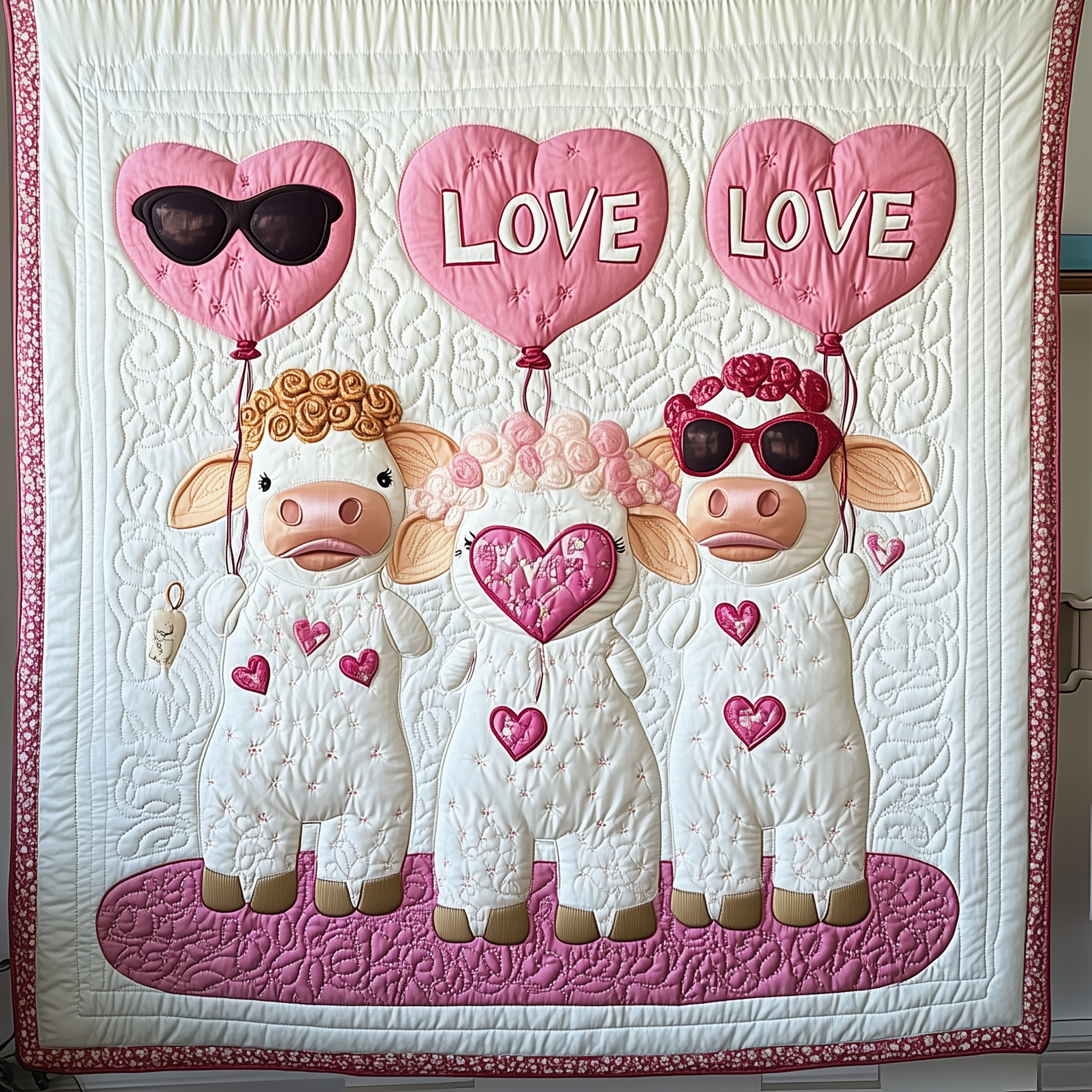 Cow Valentine Quilted Blanket Cute Unique Blanket Item Merch Gifts For Valentine Cow Valentine Quilted Blanket Cute Unique Blanket Item Merch Gifts For Valentine
