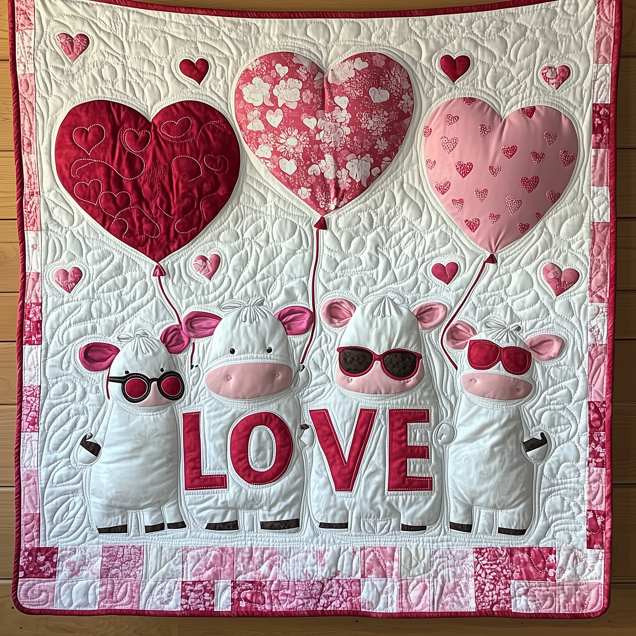 Cow Valentine Quilted Blanket Cute Unique Blanket Item Merch Valentine'S Day Ideas Cow Valentine Quilted Blanket Cute Unique Blanket Item Merch Valentine'S Day Ideas