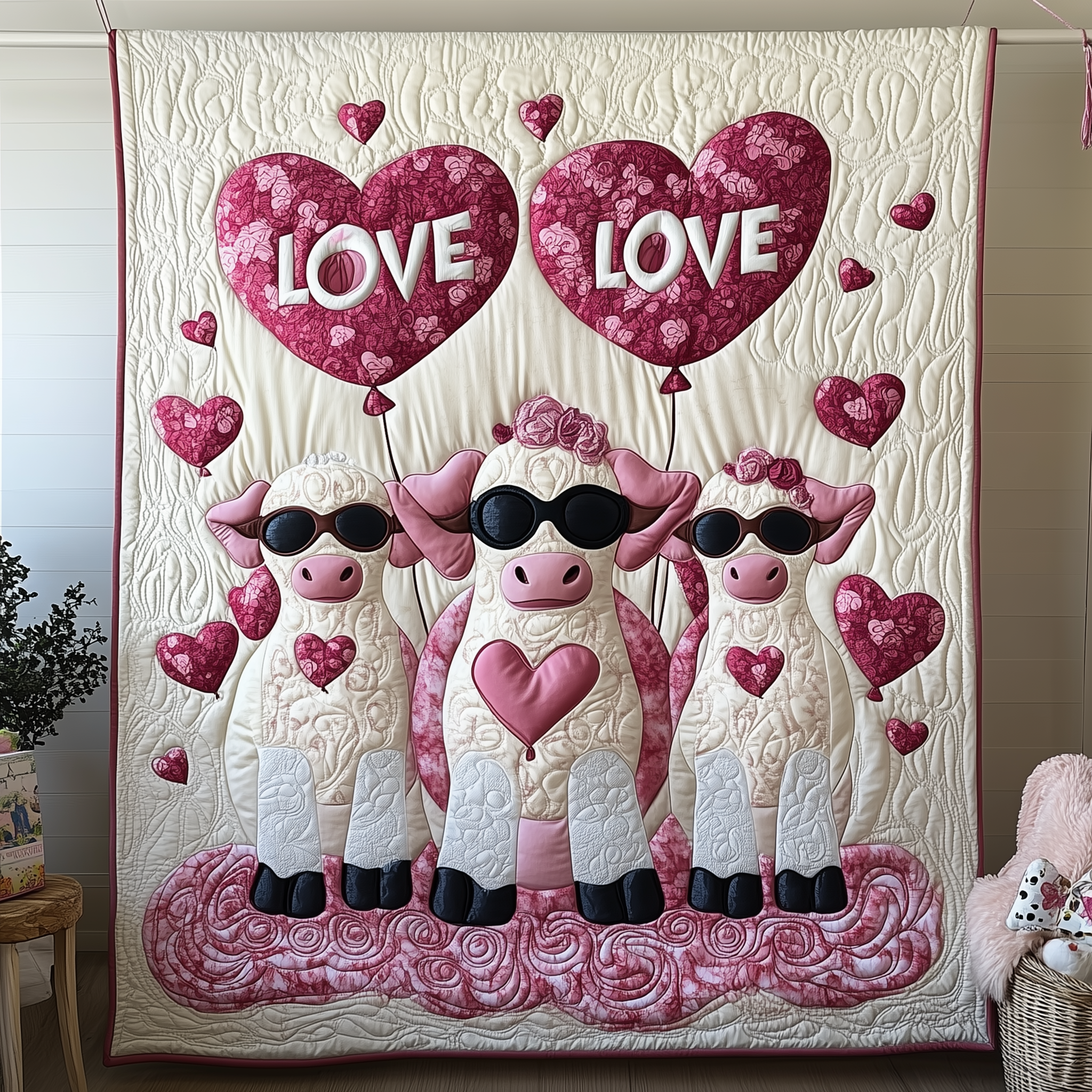 Cow Valentine Quilted Blanket Cute Unique Blanket Item Merch Valentines Gifts For Her Cow Valentine Quilted Blanket Cute Unique Blanket Item Merch Valentines Gifts For Her