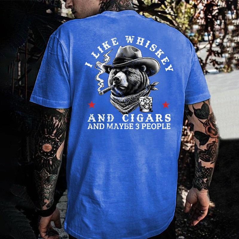 Cowboy Bear I Like Whiskey And Cigars And Maybe 3 People T-Shirt Cool Gifts For Dad Cowboy Bear I Like Whiskey And Cigars And Maybe 3 People T-Shirt Cool Gifts For Dad