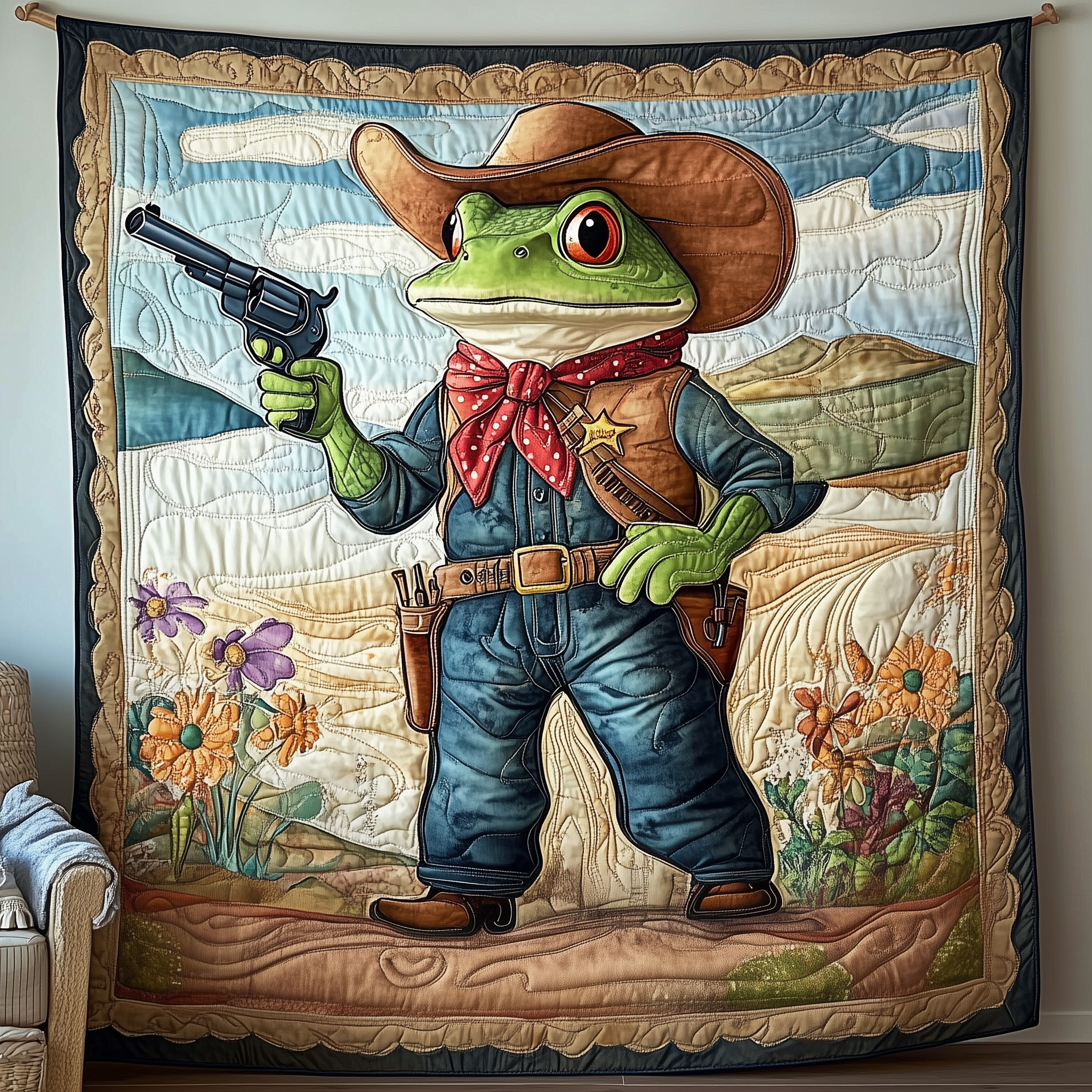 Cowboy Frog Quilted Blanket Best Throw Blanket Cowboys Christmas Gifts Cowboy Frog Quilted Blanket Best Throw Blanket Cowboys Christmas Gifts