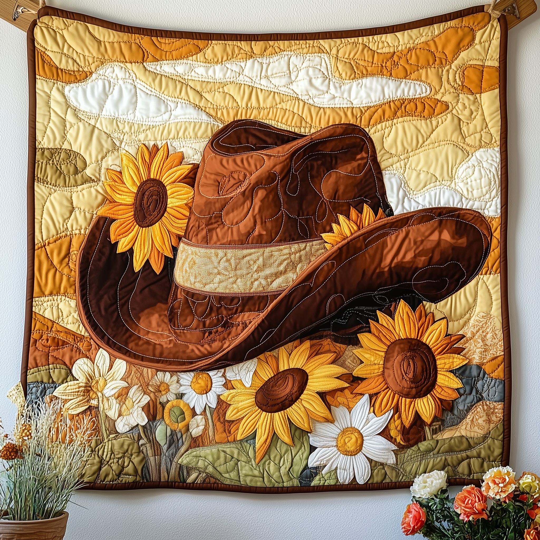 Cowboy Hat Quilted Blanket Feel the Comfort of Home, Wherever You Go Cowboy Hat Quilted Blanket Feel the Comfort of Home, Wherever You Go