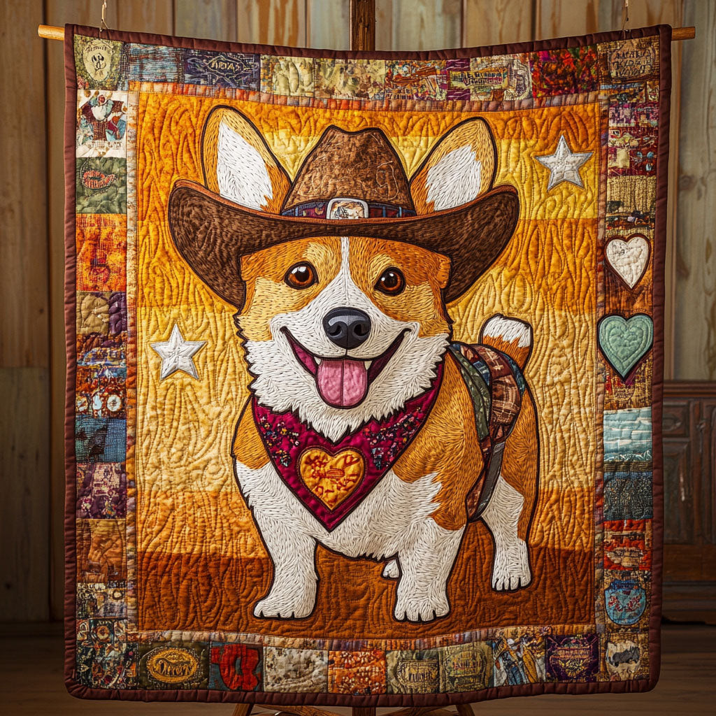 Cowboy Pup Spirit Quilted Blanket Corgi Christmas Gifts Cowboy Pup Spirit Quilted Blanket Corgi Christmas Gifts