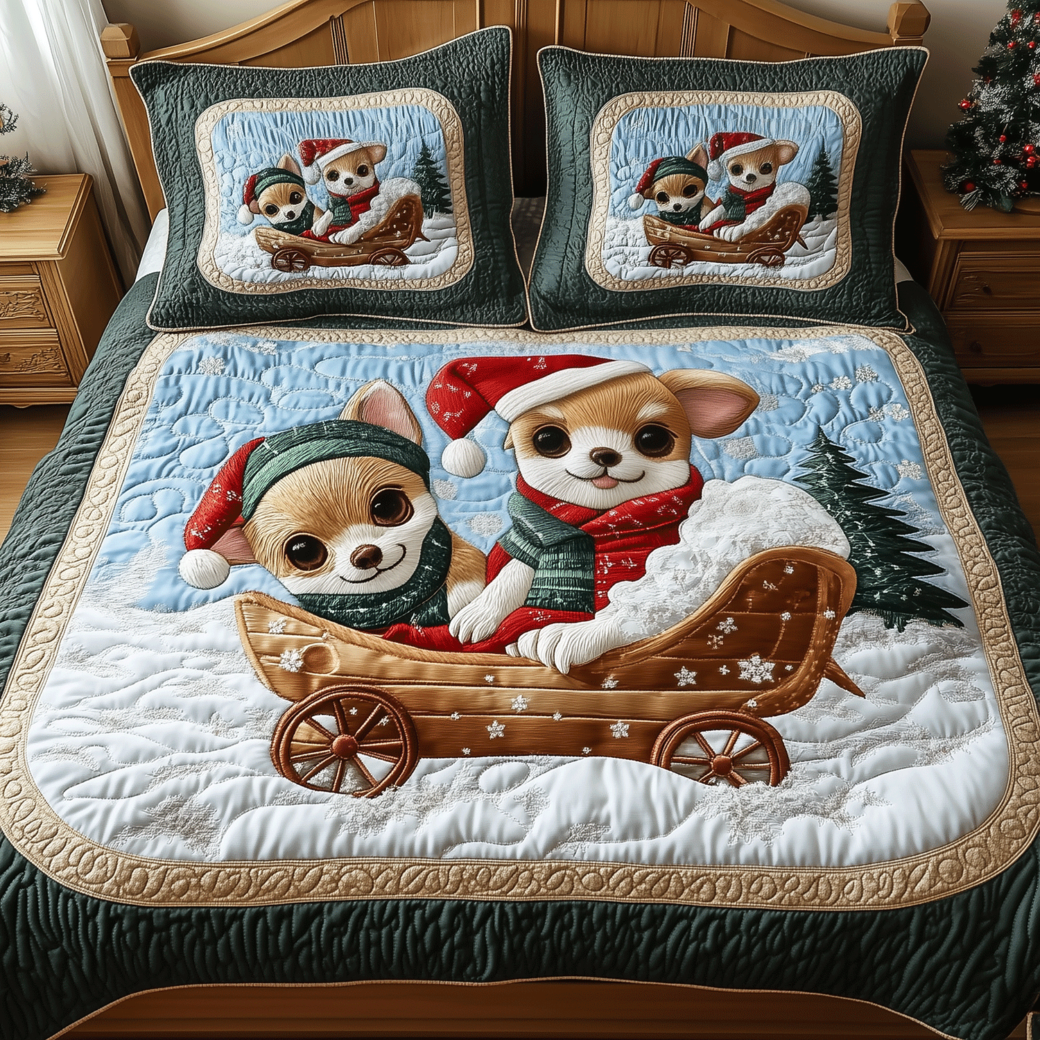 Cozy Chi Christmas Quilted Bedding Set Chihuahua Christmas Presents Cozy Chi Christmas Quilted Bedding Set Chihuahua Christmas Presents