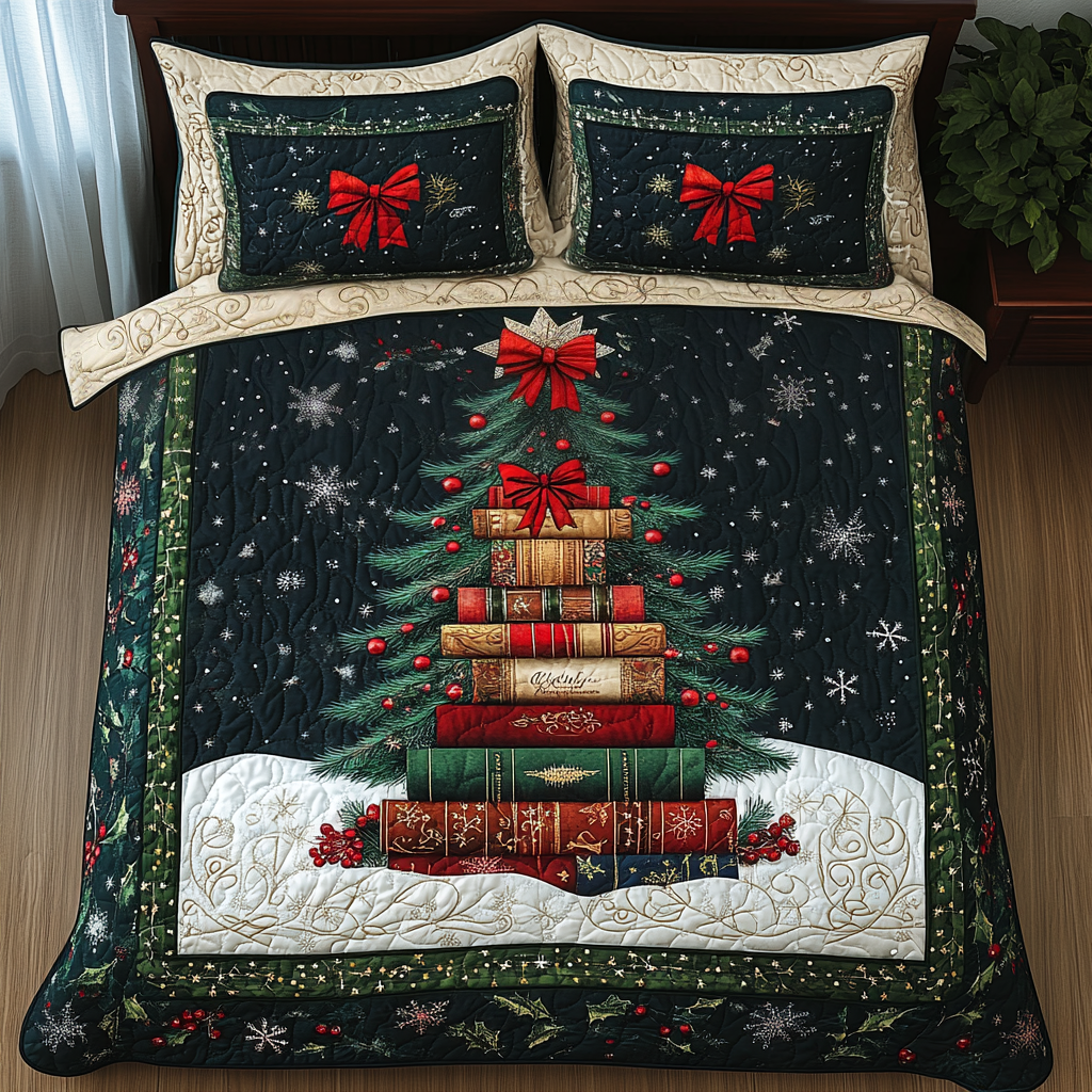 Cozy Christmas Book Quilted Bedding Set Christmas Gifts For Book Lovers Cozy Christmas Book Quilted Bedding Set Christmas Gifts For Book Lovers