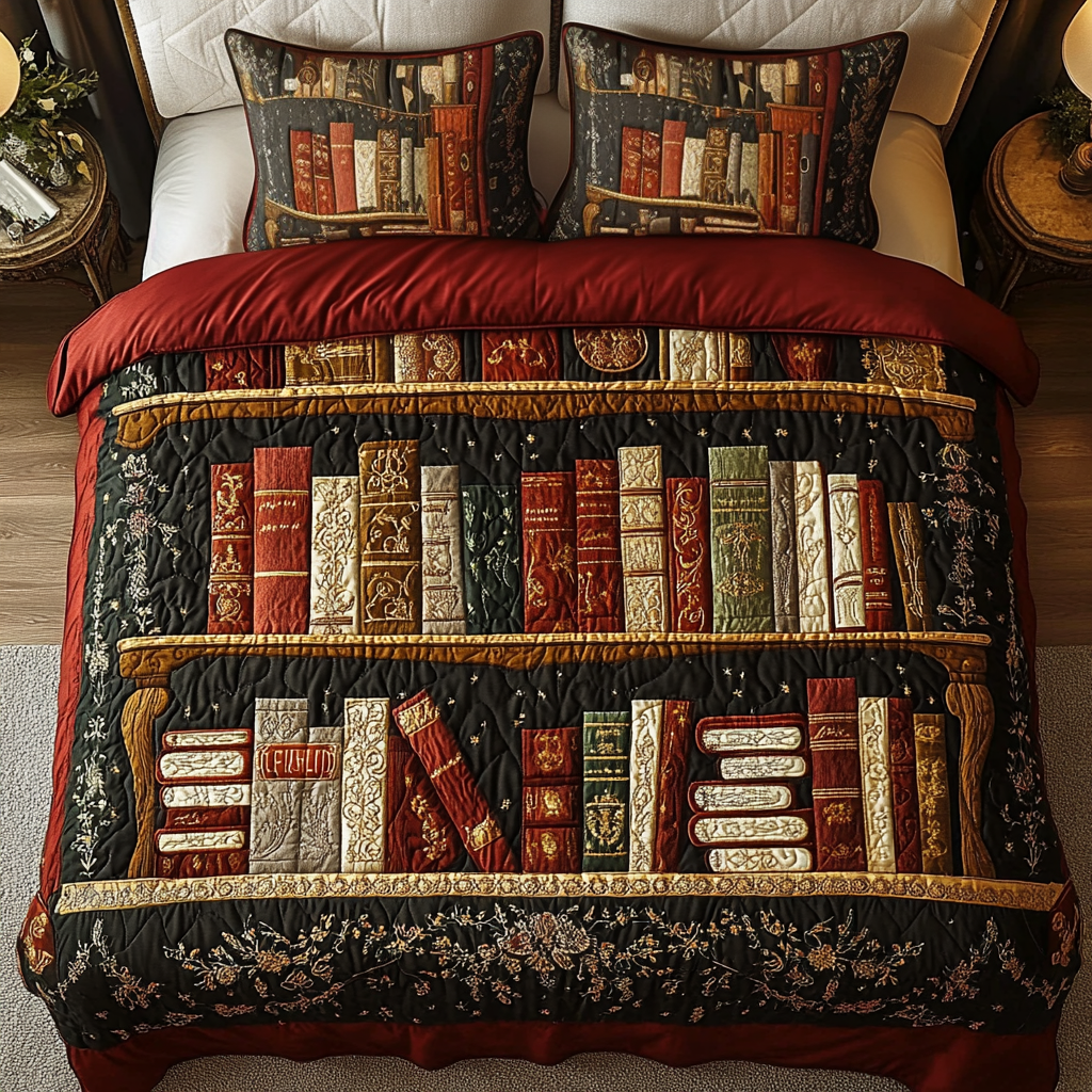 Cozy Library Quilted Bedding Set Gift Ideas For Book Lovers Cozy Library Quilted Bedding Set Gift Ideas For Book Lovers