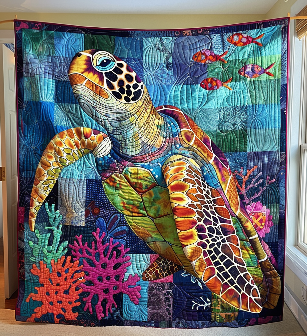Cozy Turtle Quilted Blanket Sea Turtle Gifts For Her Cozy Turtle Quilted Blanket Sea Turtle Gifts For Her
