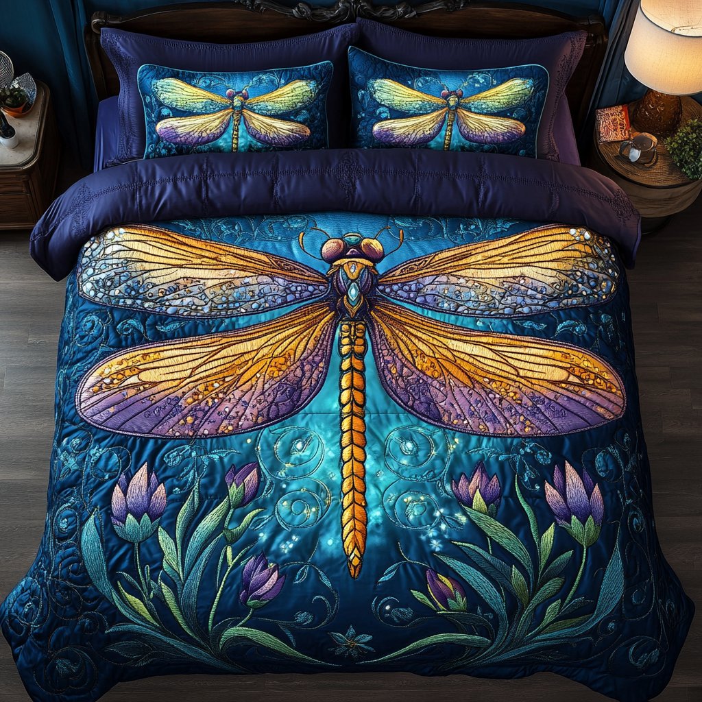 Crystal Wings Quilted Bedding Set Presents For Dragon Lovers Crystal Wings Quilted Bedding Set Presents For Dragon Lovers