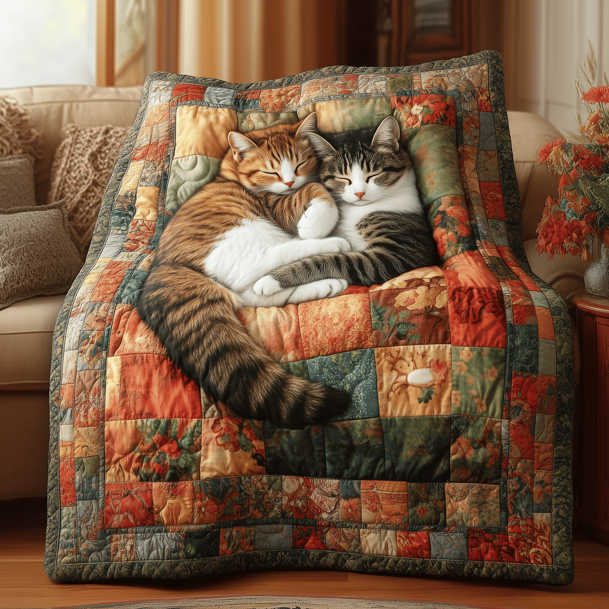 Cuddling Cat Quilted Blanket From Sofa to Bed, a Blanket That Does It All Cuddling Cat Quilted Blanket From Sofa to Bed, a Blanket That Does It All