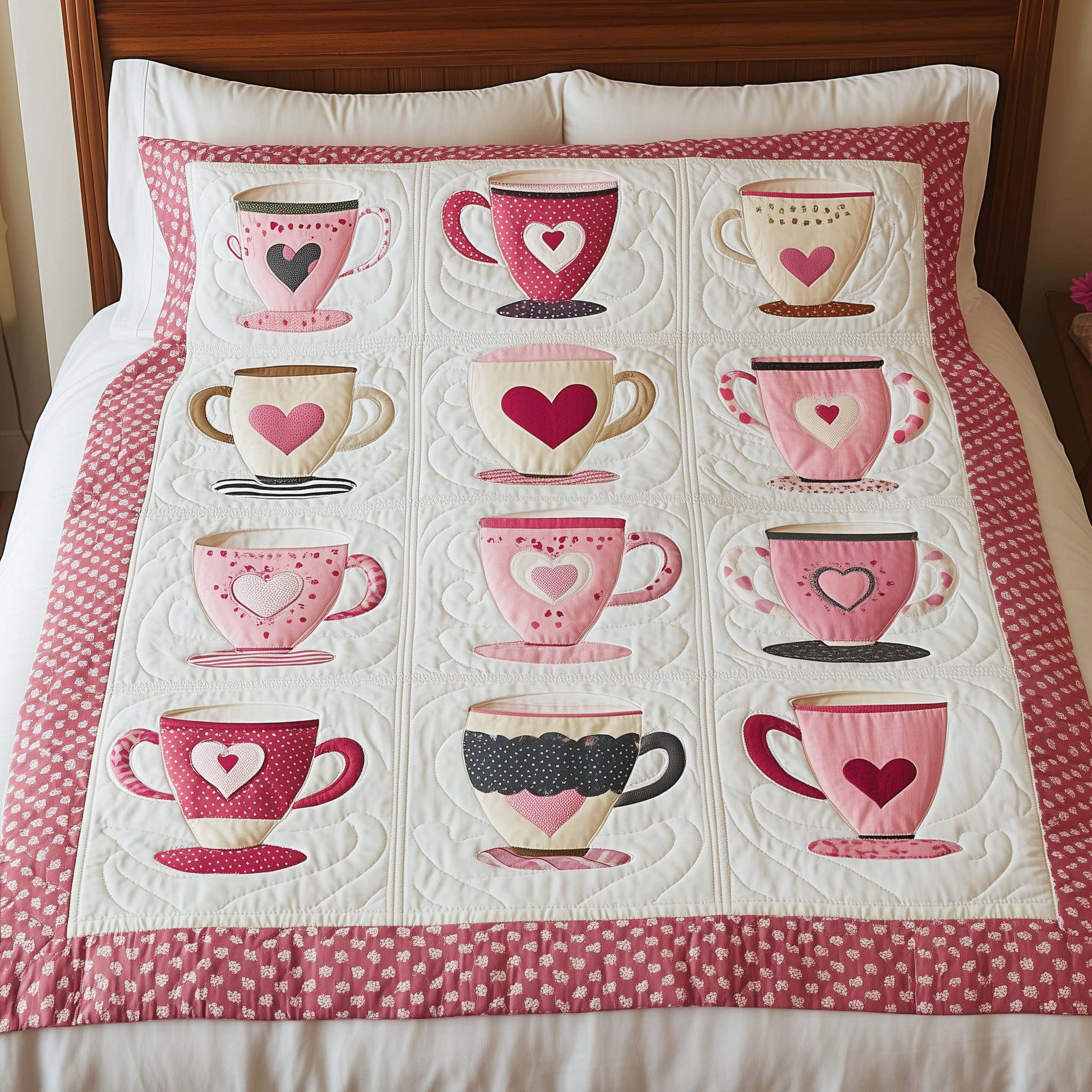Cups of Love Quilted Blanket Cute Unique Blanket Item Merch Bear Theme Gifts Cups of Love Quilted Blanket Cute Unique Blanket Item Merch Bear Theme Gifts