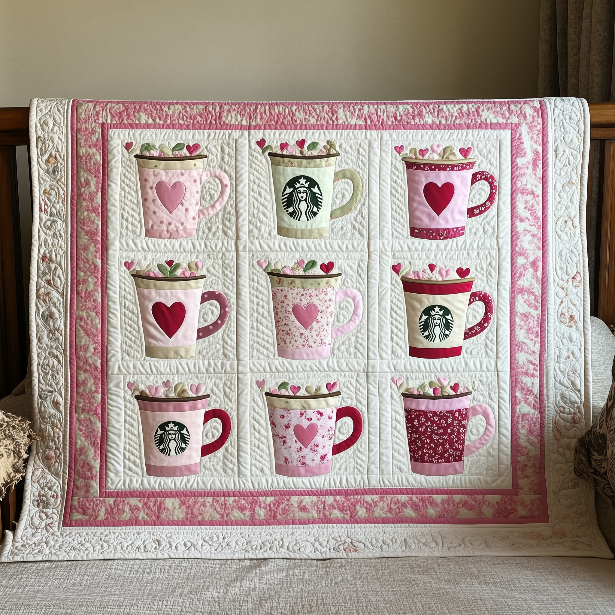 Cups of Love Quilted Blanket Cute Unique Blanket Item Merch Best Valentines Day Gifts Cups of Love Quilted Blanket Cute Unique Blanket Item Merch Best Valentines Day Gifts
