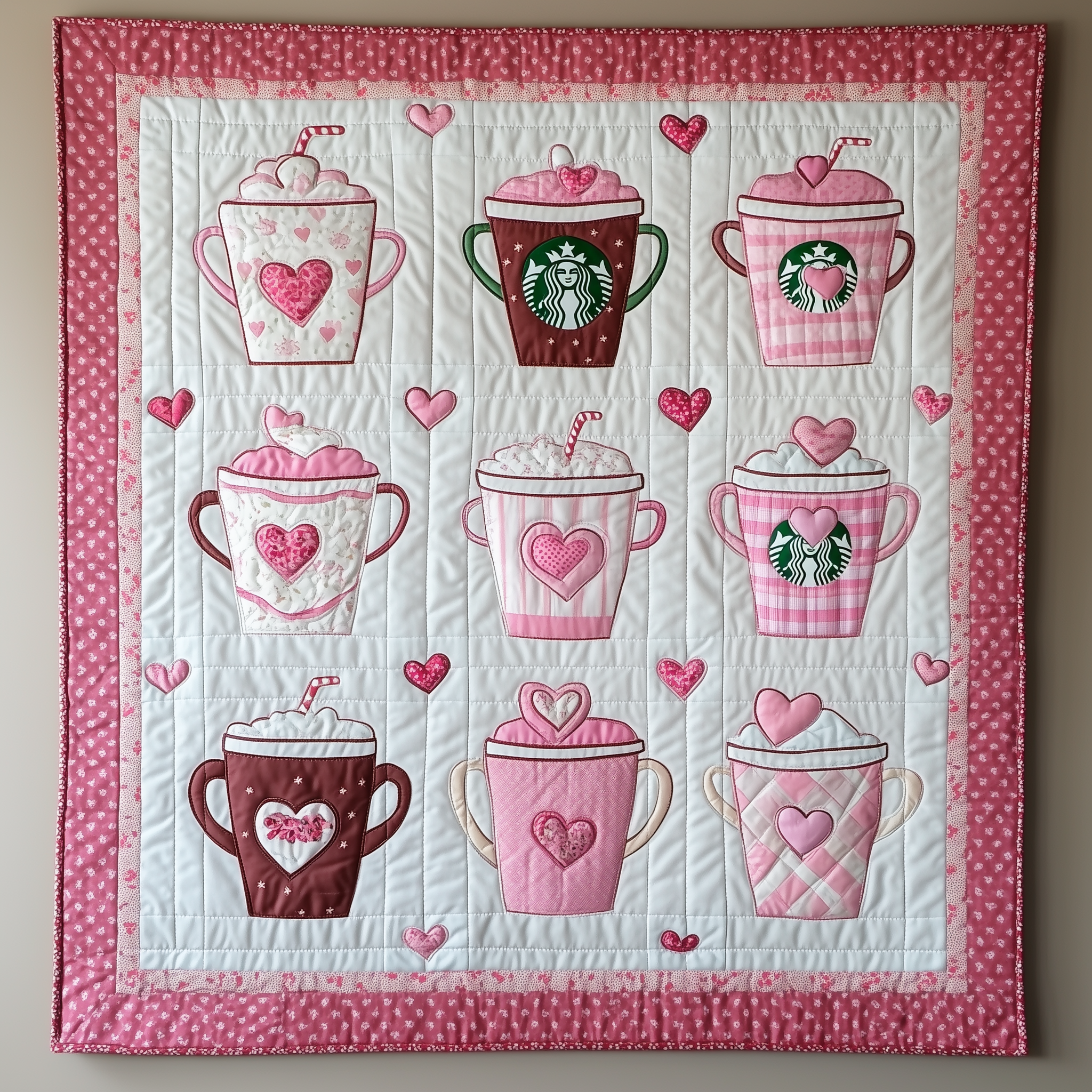 Cups of Love Quilted Blanket Cute Unique Blanket Item Merch Valentine'S Day For Him Cups of Love Quilted Blanket Cute Unique Blanket Item Merch Valentine'S Day For Him