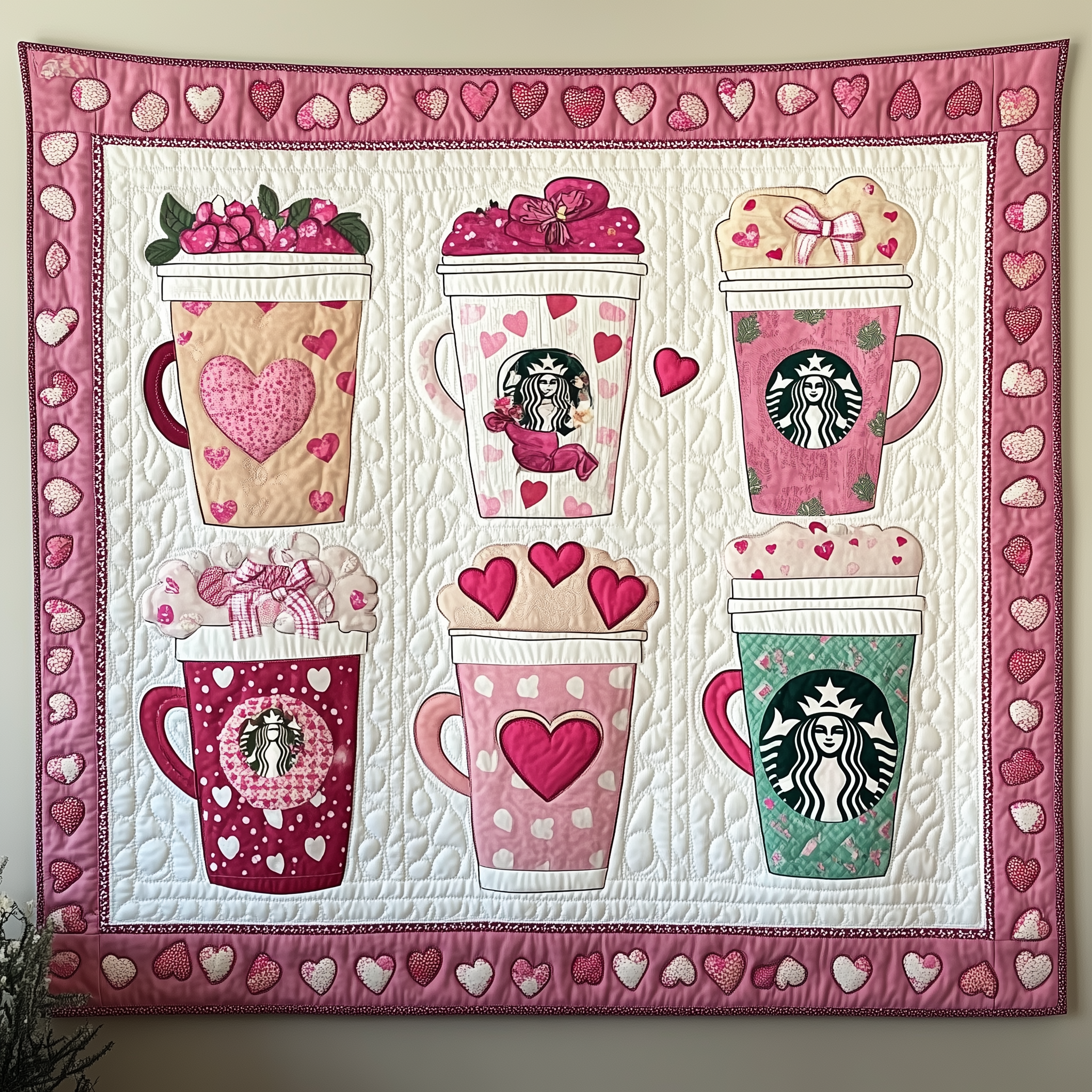Cups of Love Quilted Blanket Cute Unique Blanket Item Merch Valentines For Men Cups of Love Quilted Blanket Cute Unique Blanket Item Merch Valentines For Men